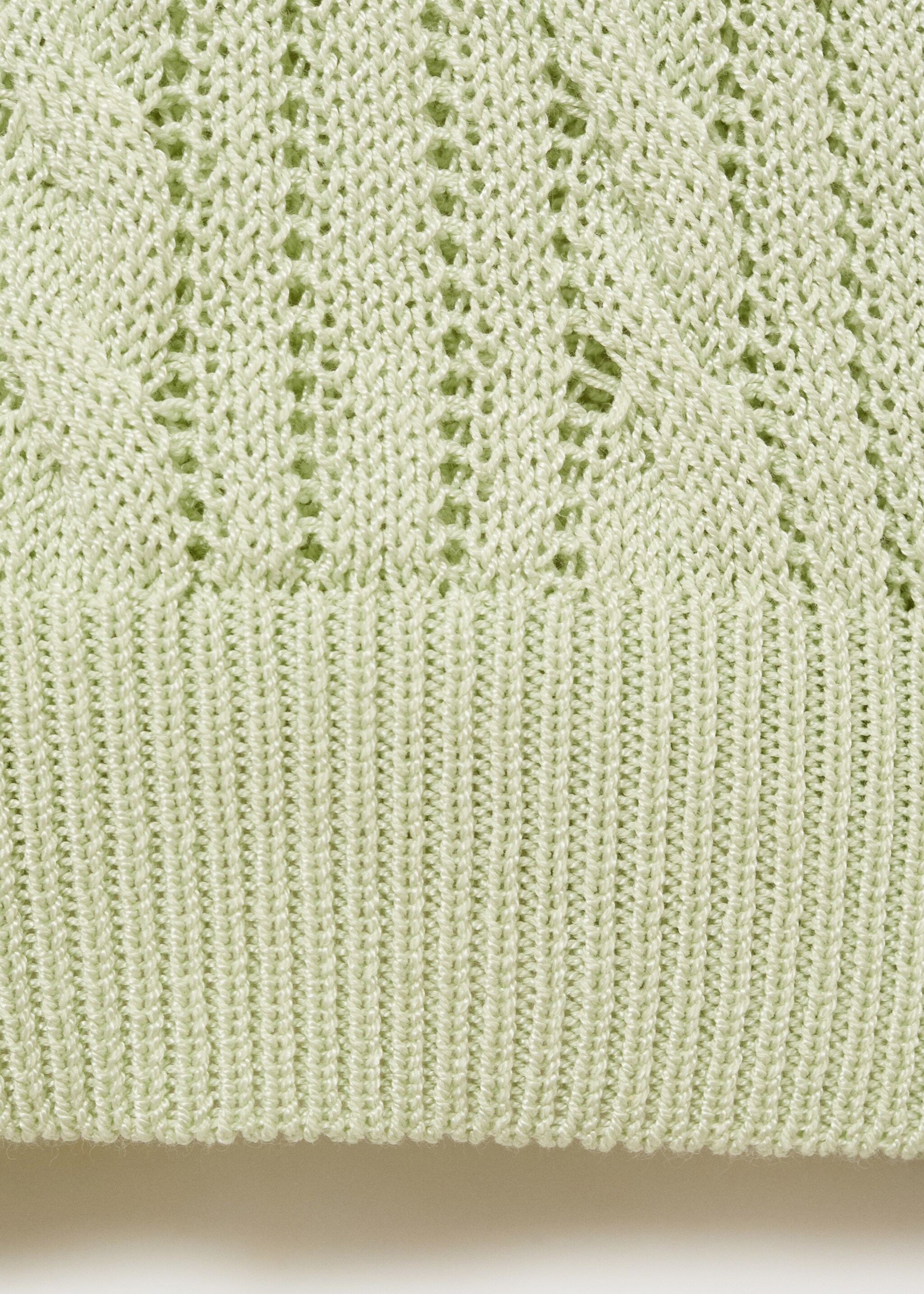 Short-sleeved cable-knit sweater - Details of the article 0, Pastel Green. Ref: 87027193-00.