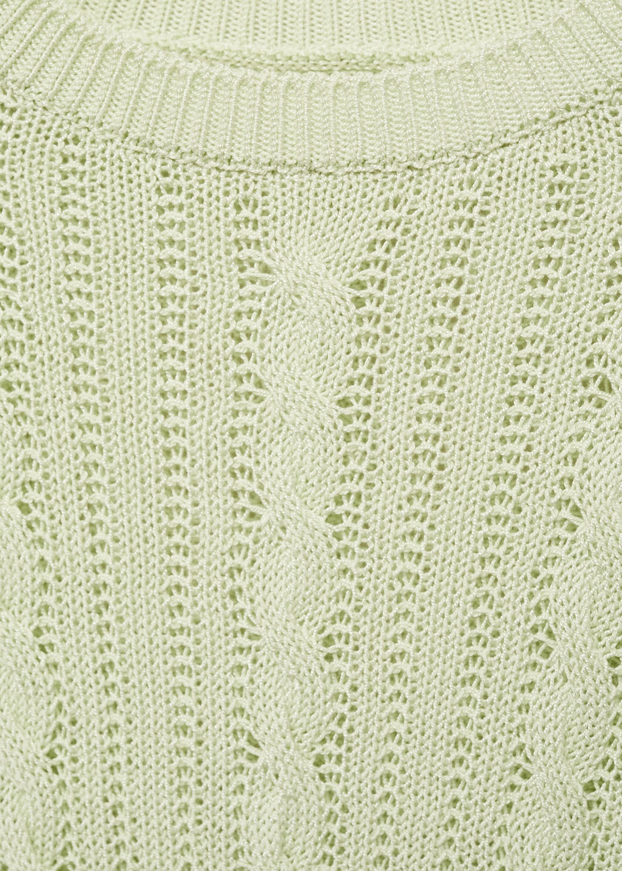 Short-sleeved cable-knit sweater - Details of the article 8, Pastel Green. Ref: 87027193-00.