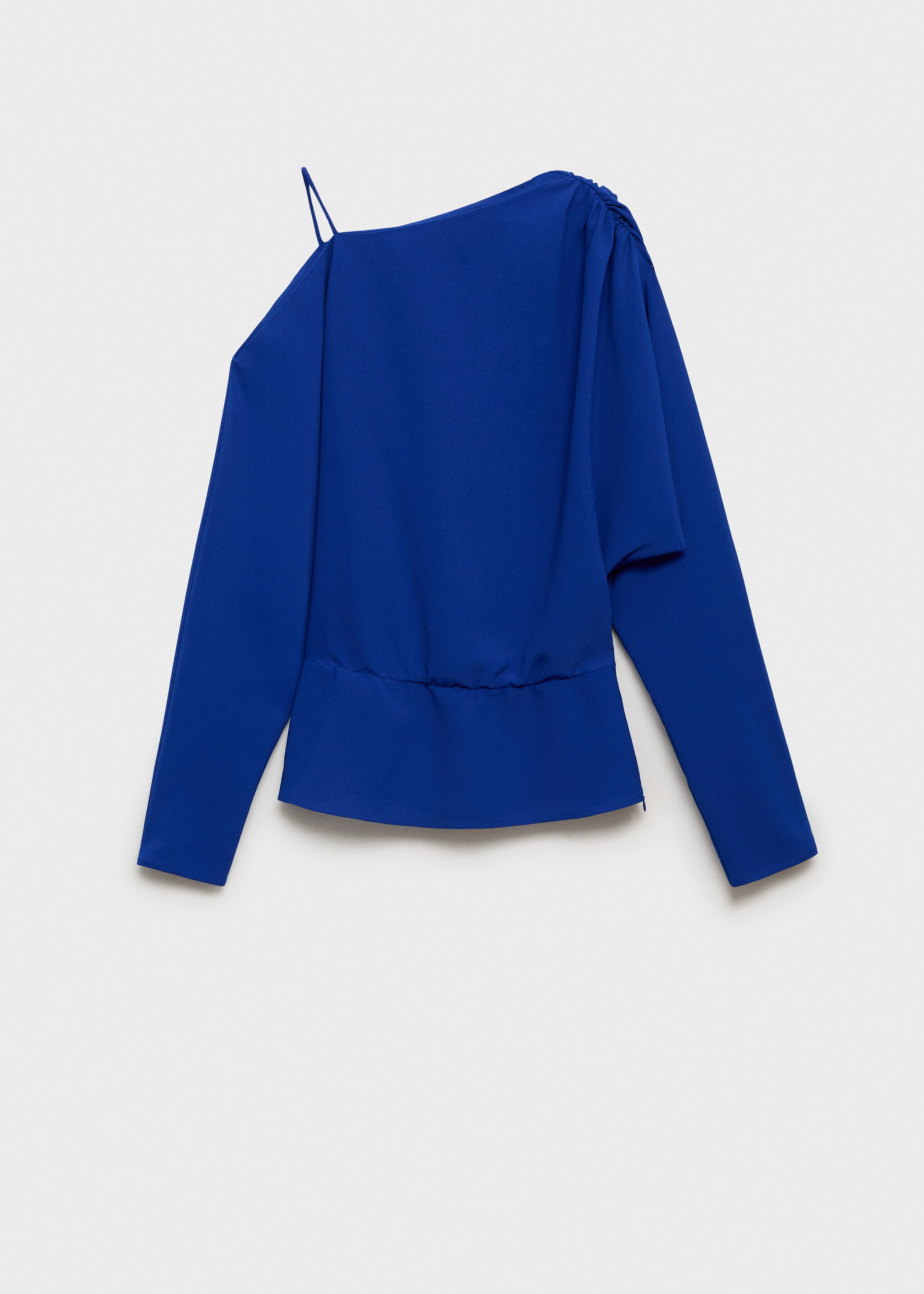 Asymmetrical gathered blouse - Article without model, Vibrant blue. Ref: 87027194-00.