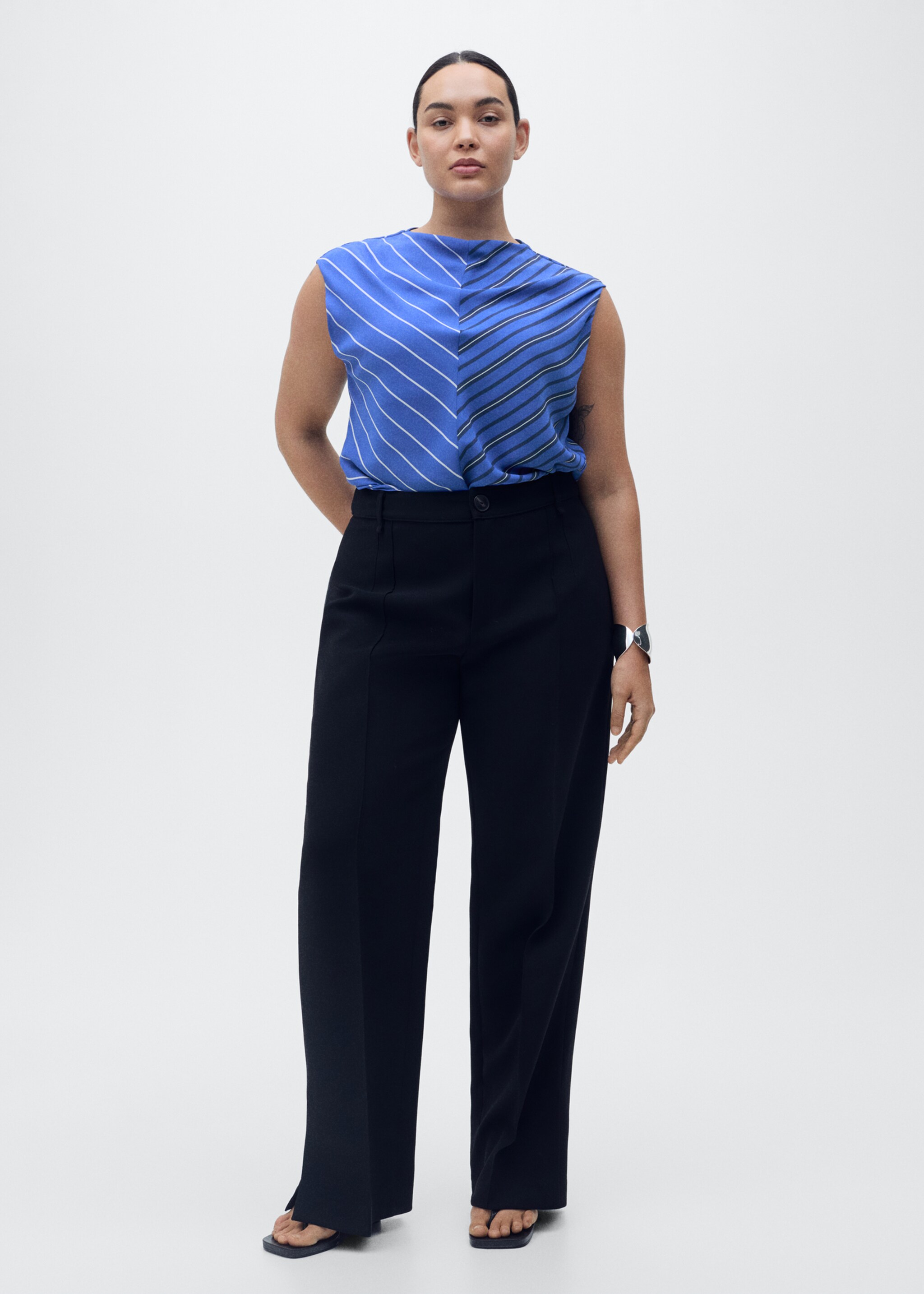 Chemisier rayures combinées - Détail de l'article 3, Bleu. Ref: 87027195-00.