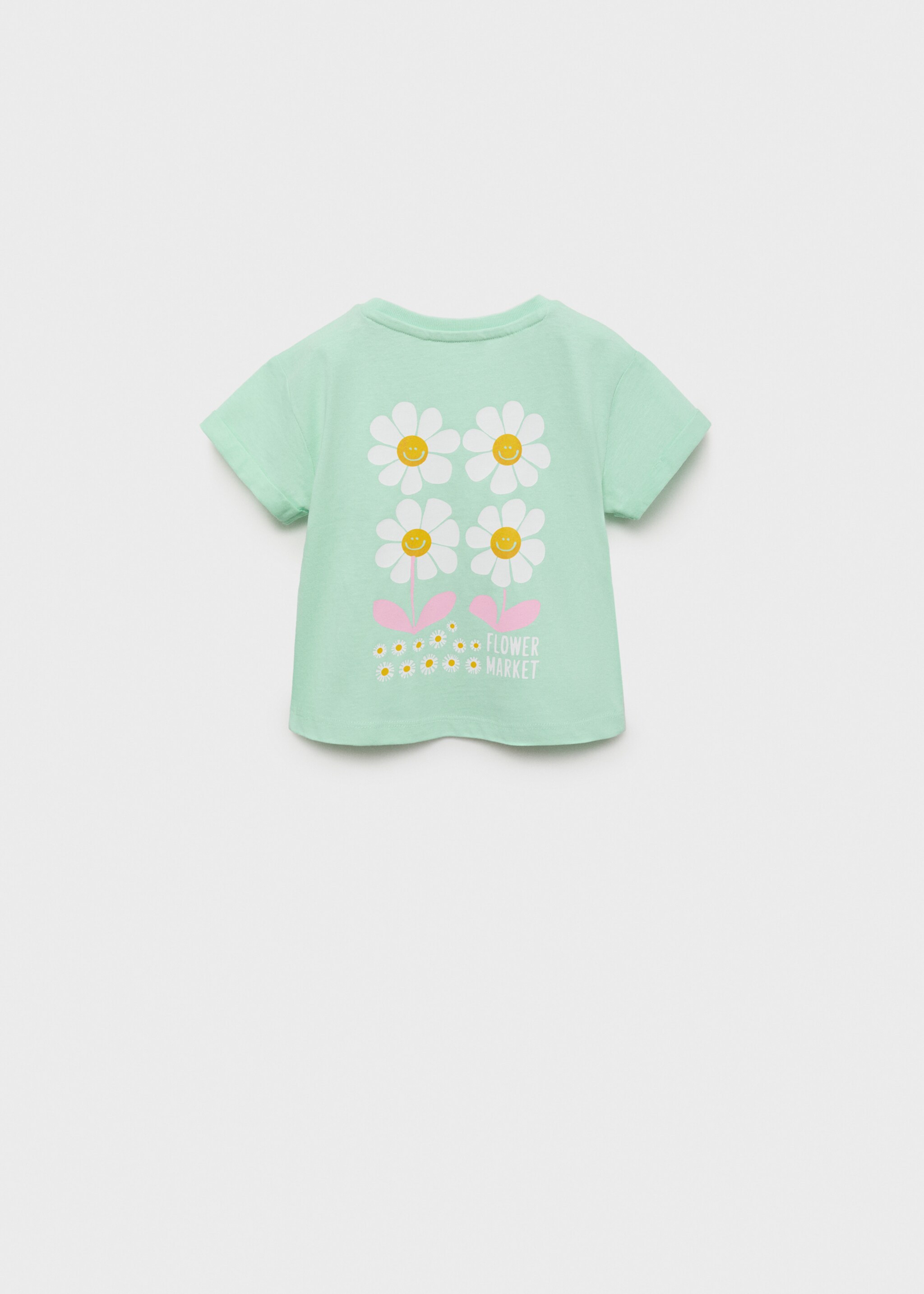 Embroidered printed T-shirt - Reverse of the article, Aqua Green. Ref: 87027697-00.