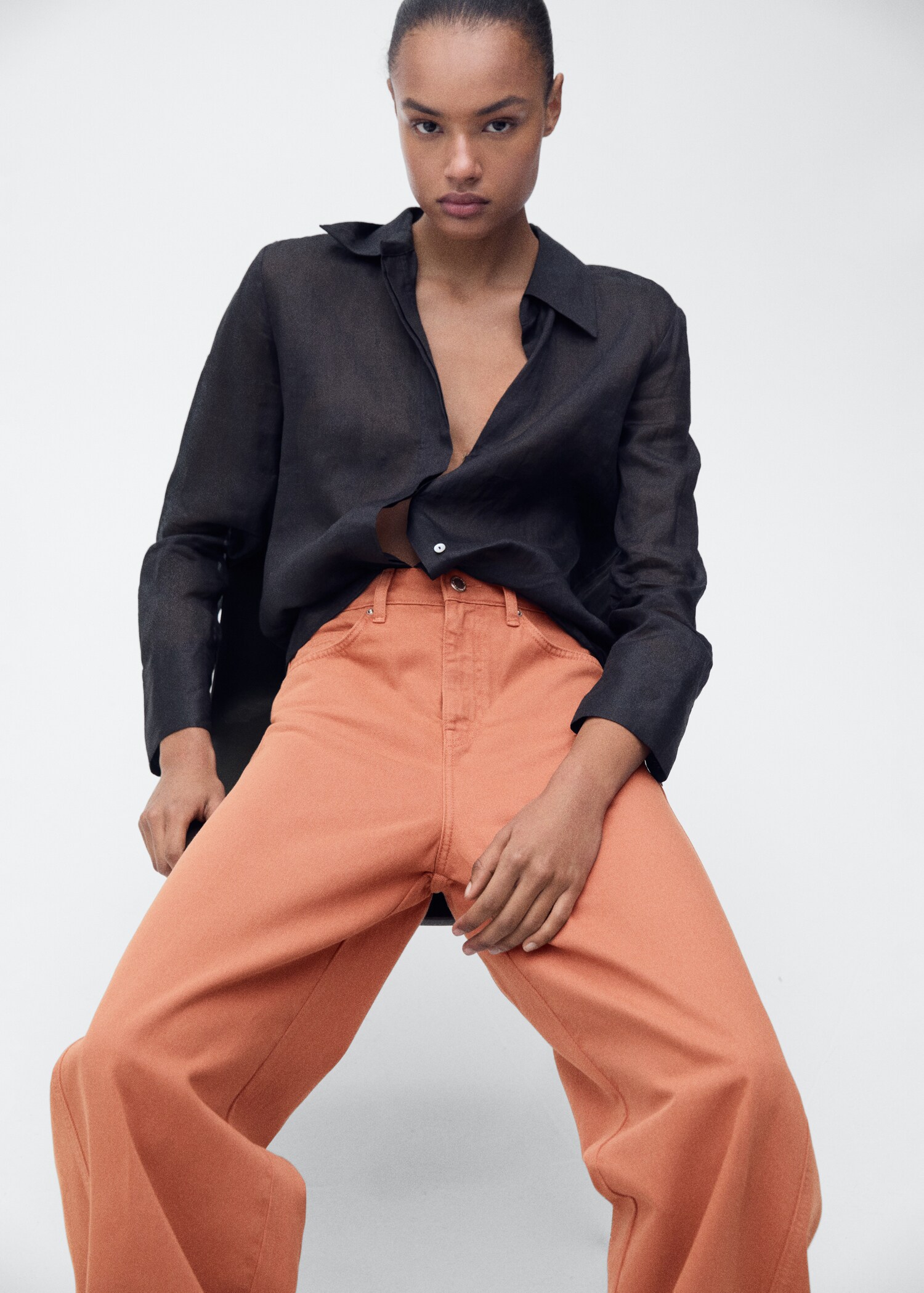 High-waisted wide-leg jeans - Details of the article 1