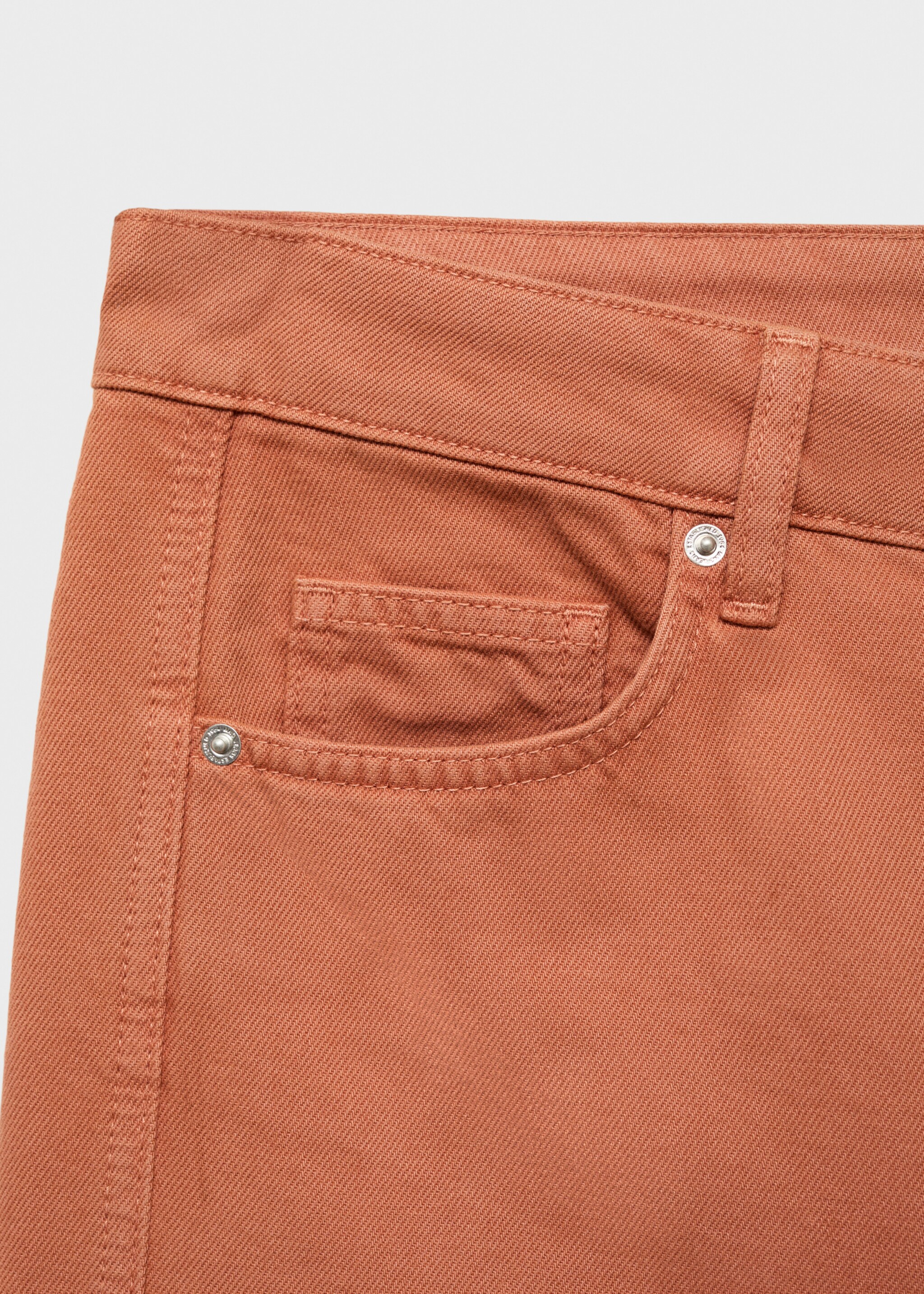 High-waisted wide-leg jeans - Details of the article 8, Burnt Orange. Ref: 87027719-00.