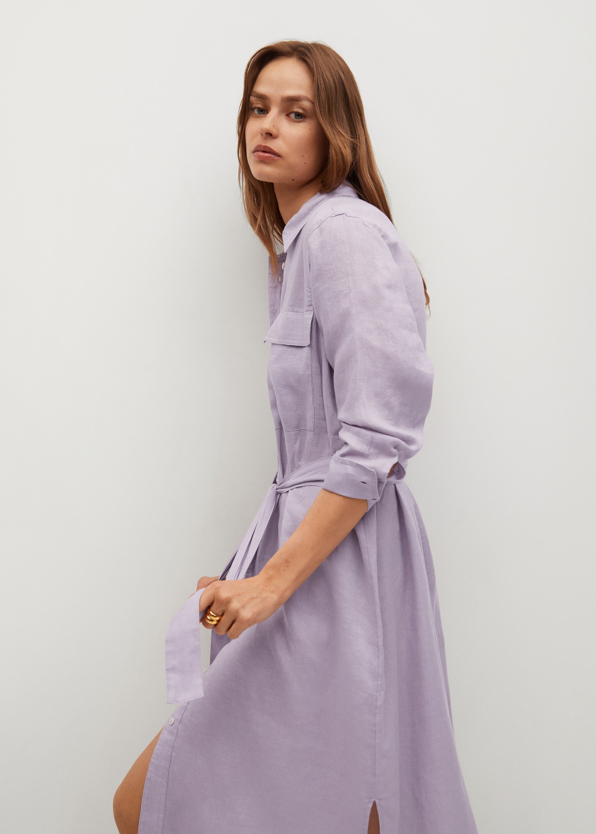 Linen-blend shirt dress - Medium plane