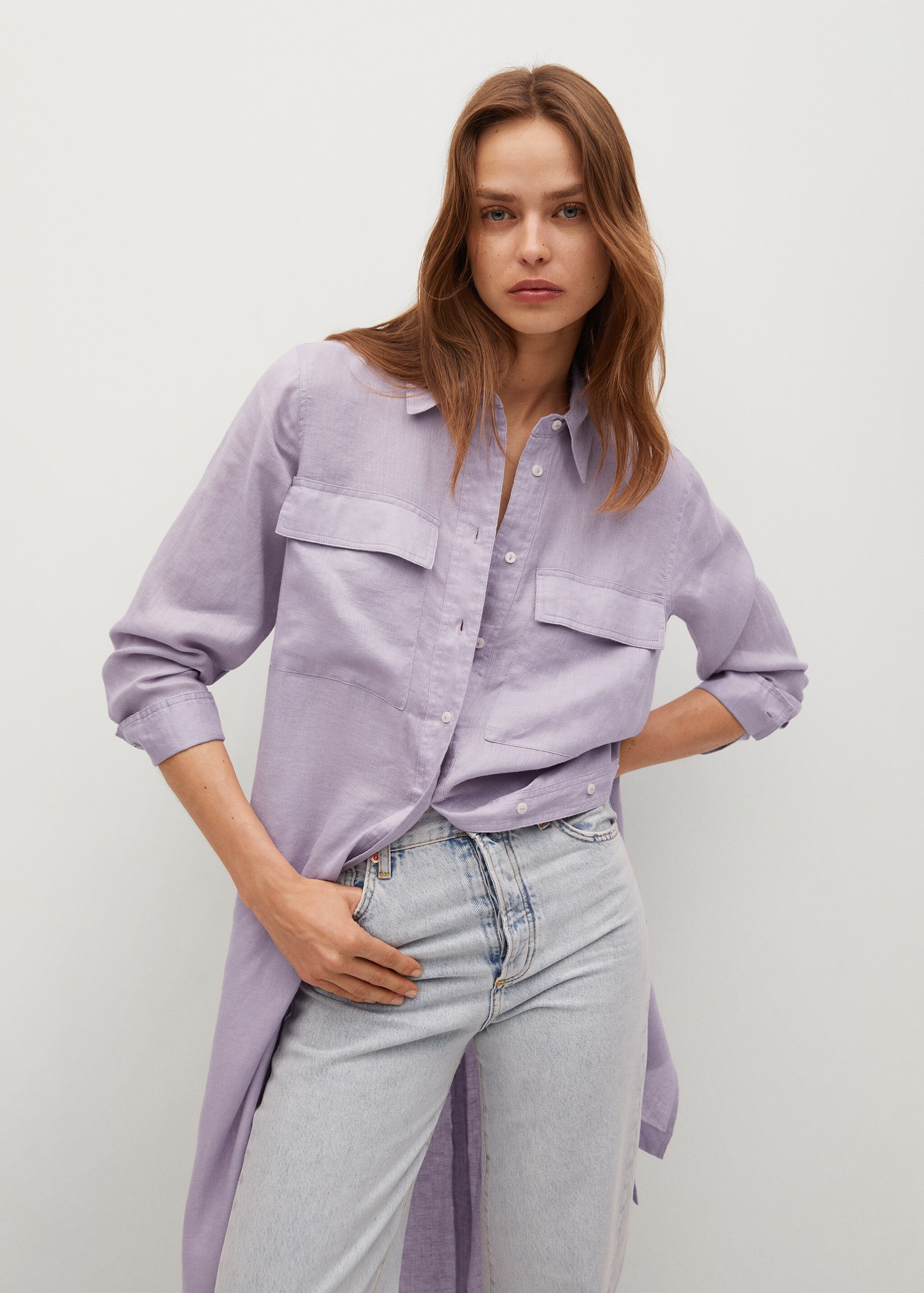Linen-blend shirt dress - Details of the article 2