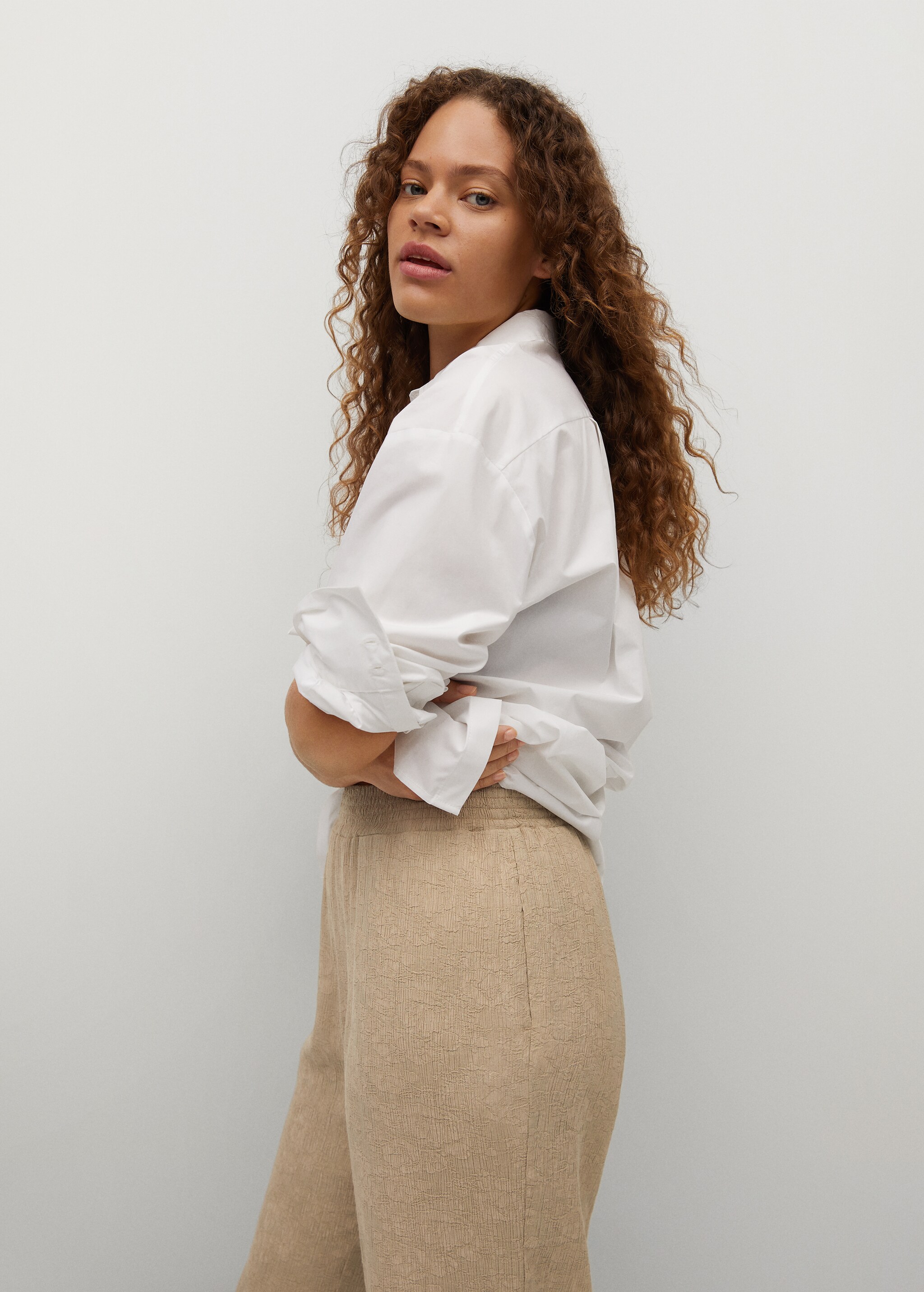 Textured flowy trousers - Details of the article 1