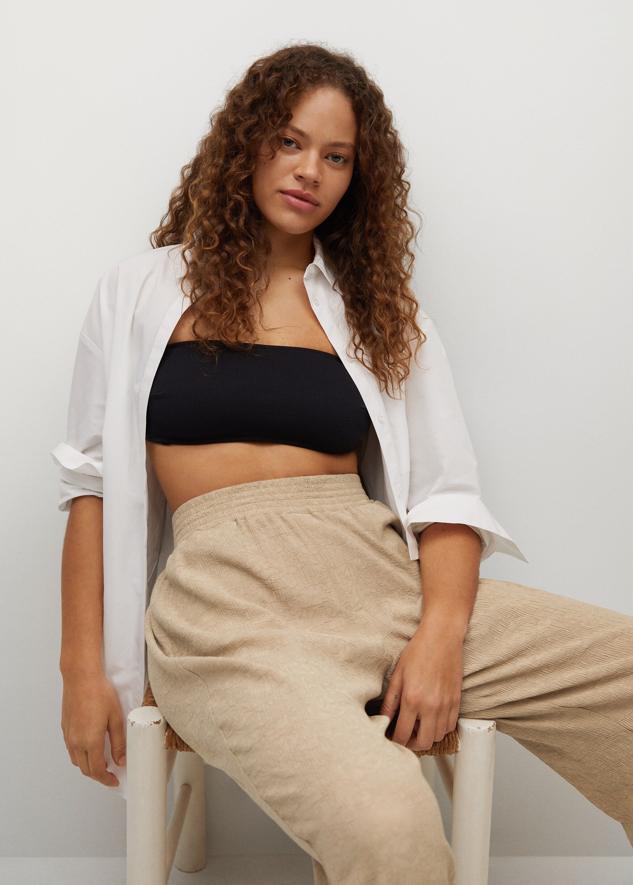 Textured flowy trousers - Details of the article 2