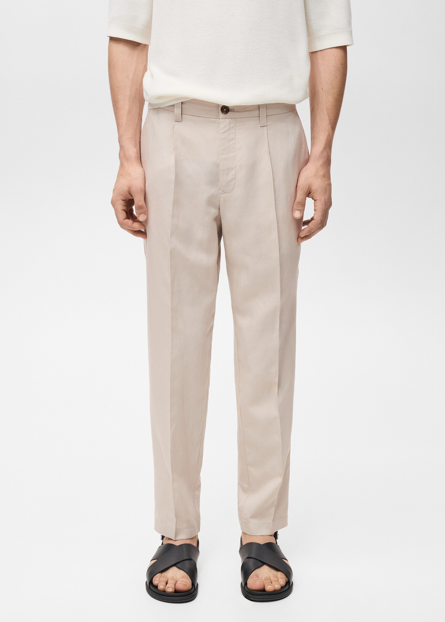 Slim fit linen trousers - Medium plane