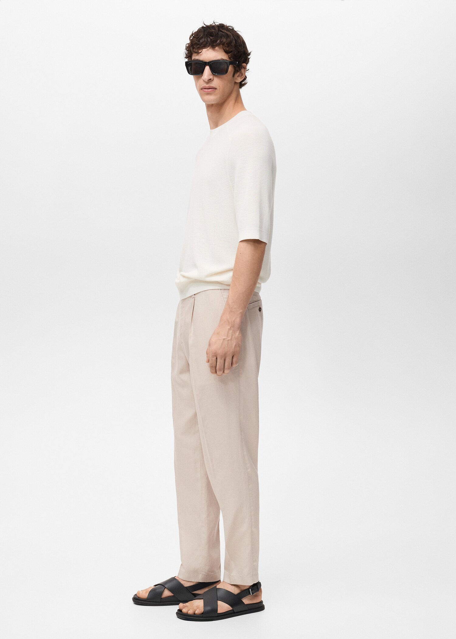 Slim fit linen trousers - Details of the article 2