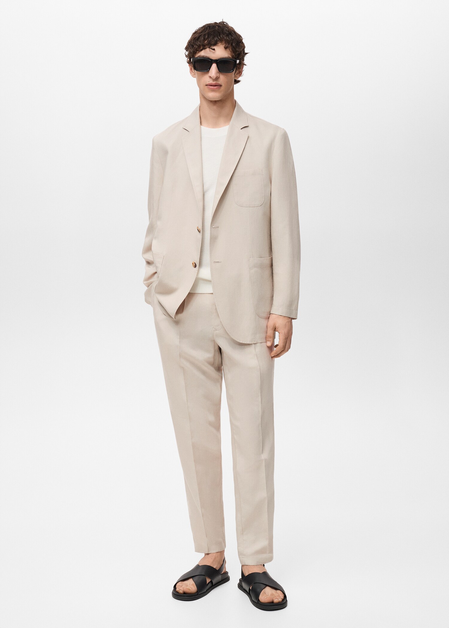 Slim fit linen trousers - Details of the article 4