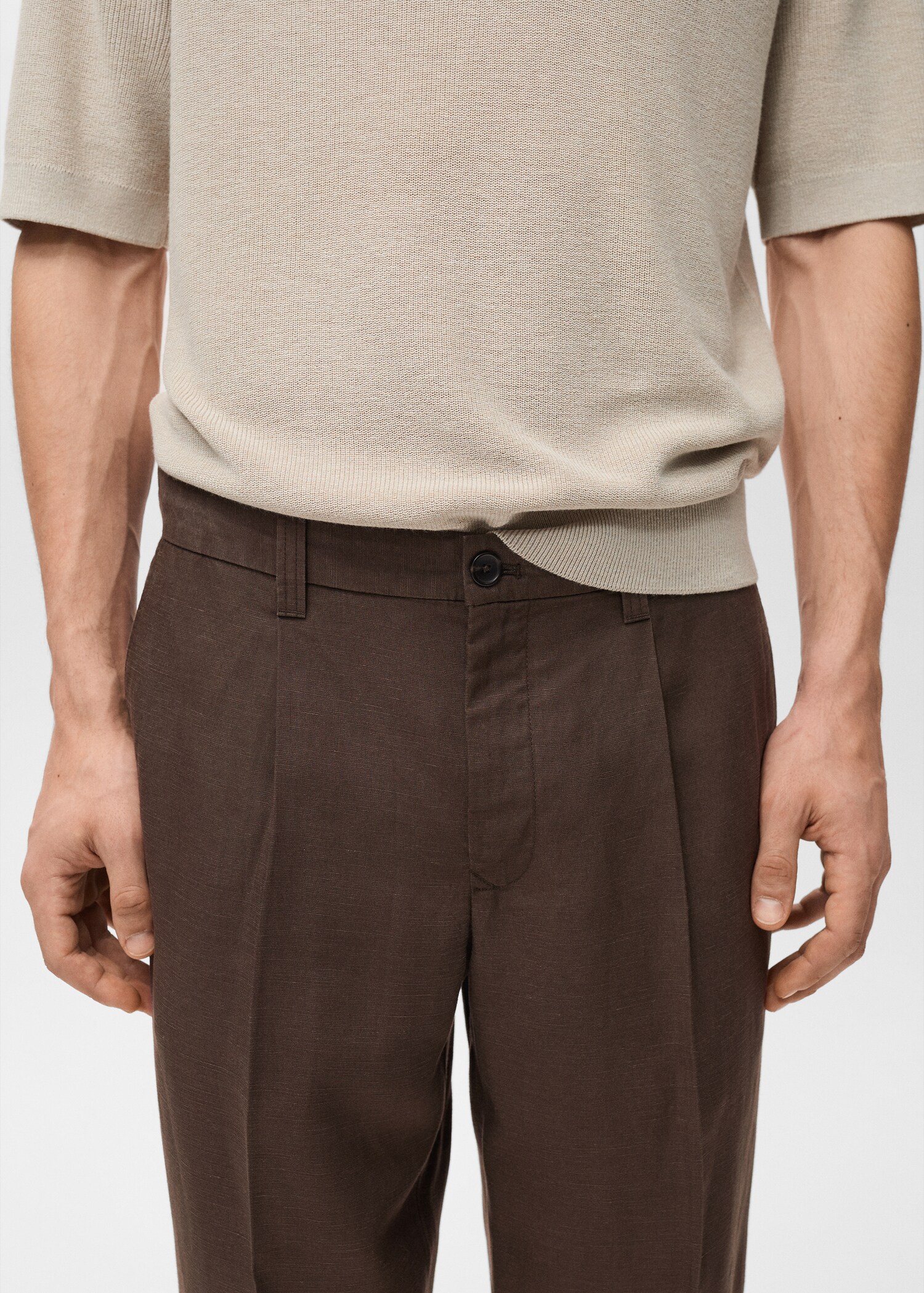 Slim fit linen trousers - Details of the article 1