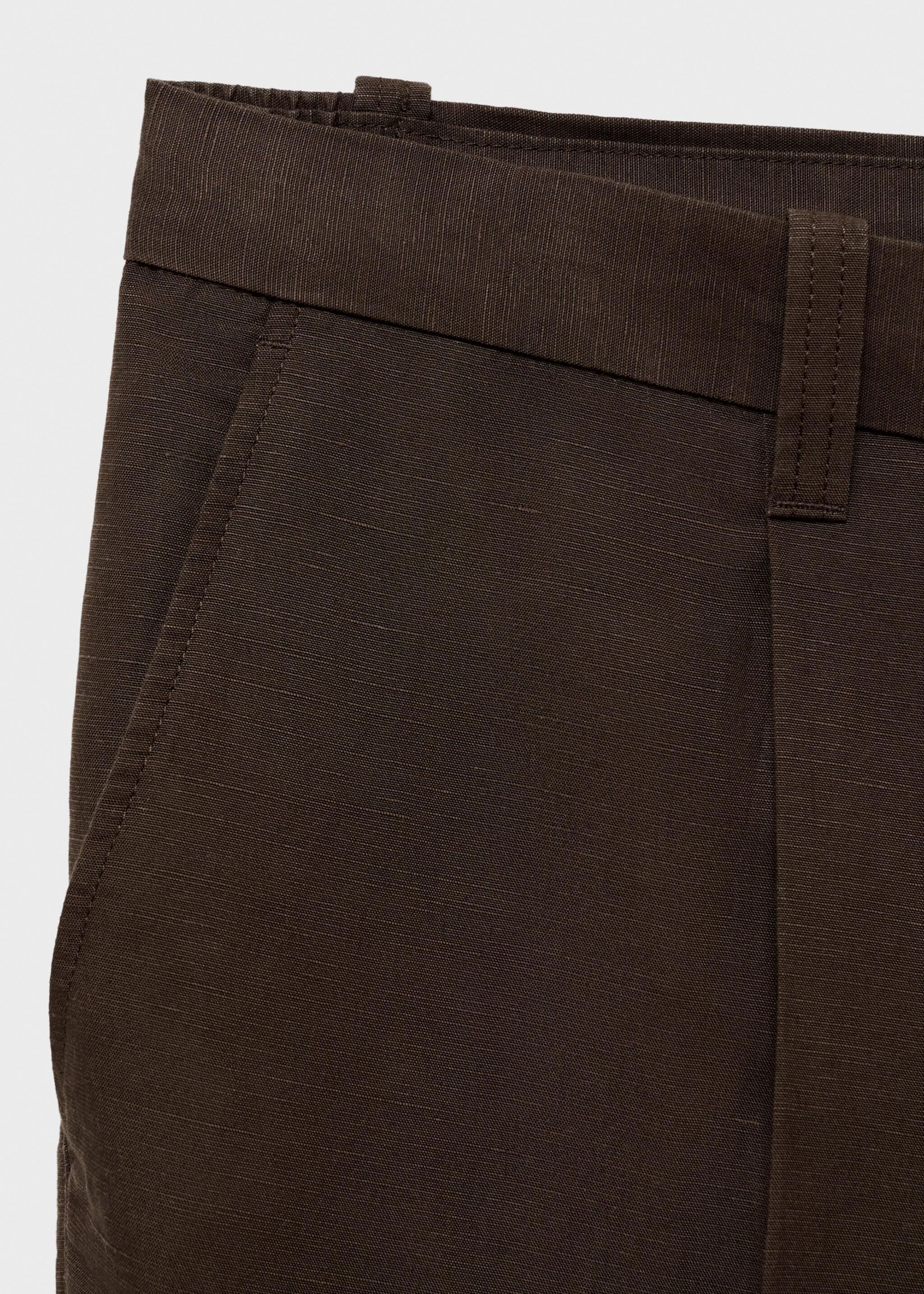 Slim fit linen trousers - Details of the article 8, Chocolate. Ref: 87027888-00.