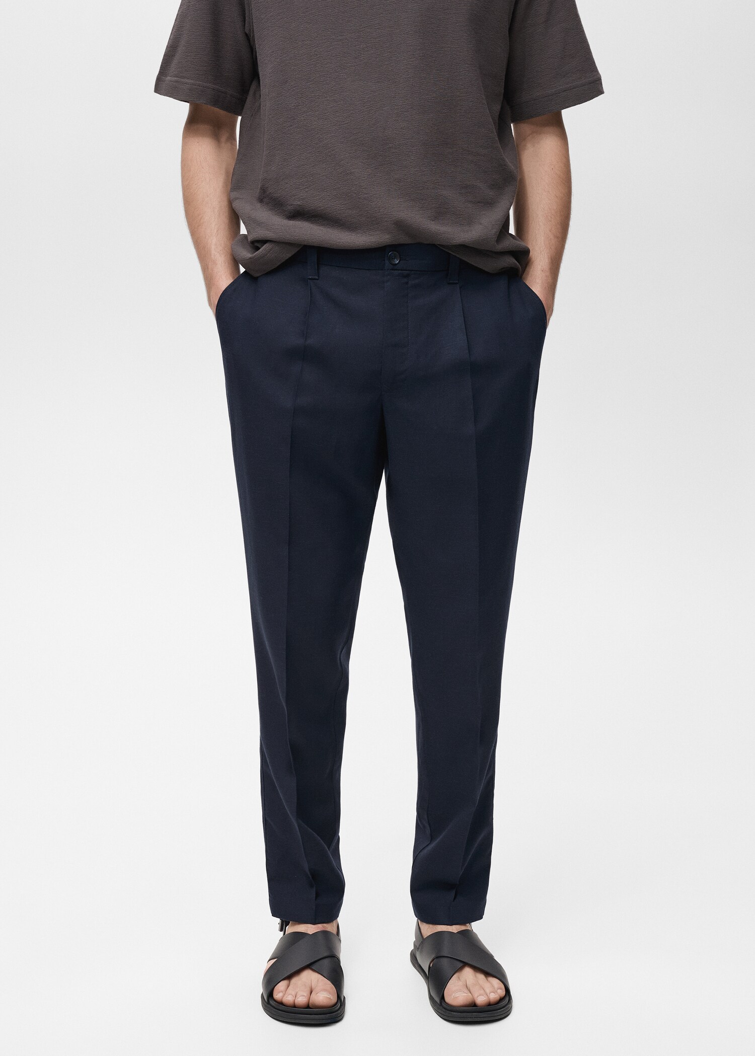 Slim fit linen trousers - Medium plane