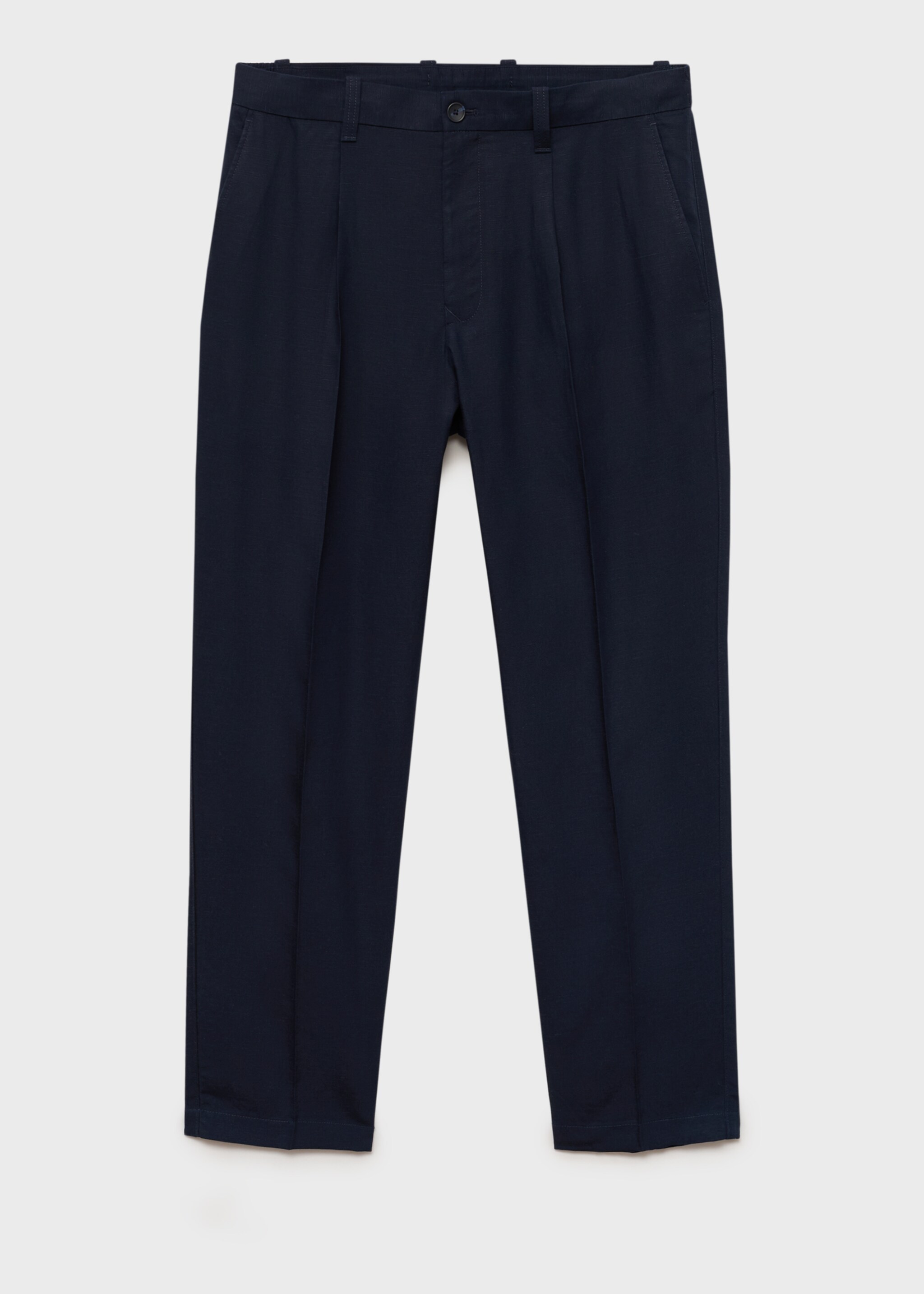 Slim fit linen trousers - Article without model, Dark Navy. Ref: 87027888-00.