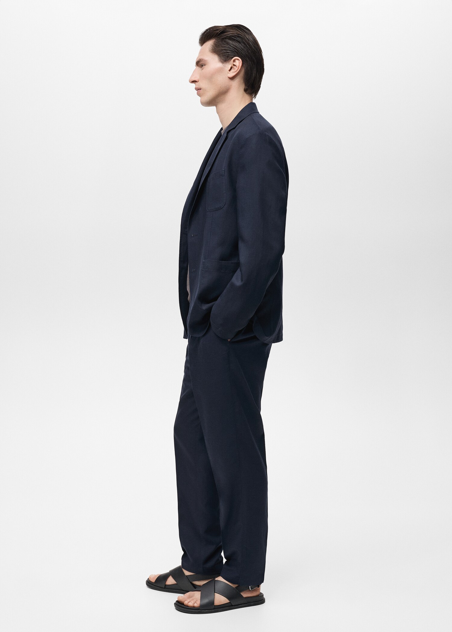 Slim fit linen trousers - Details of the article 2