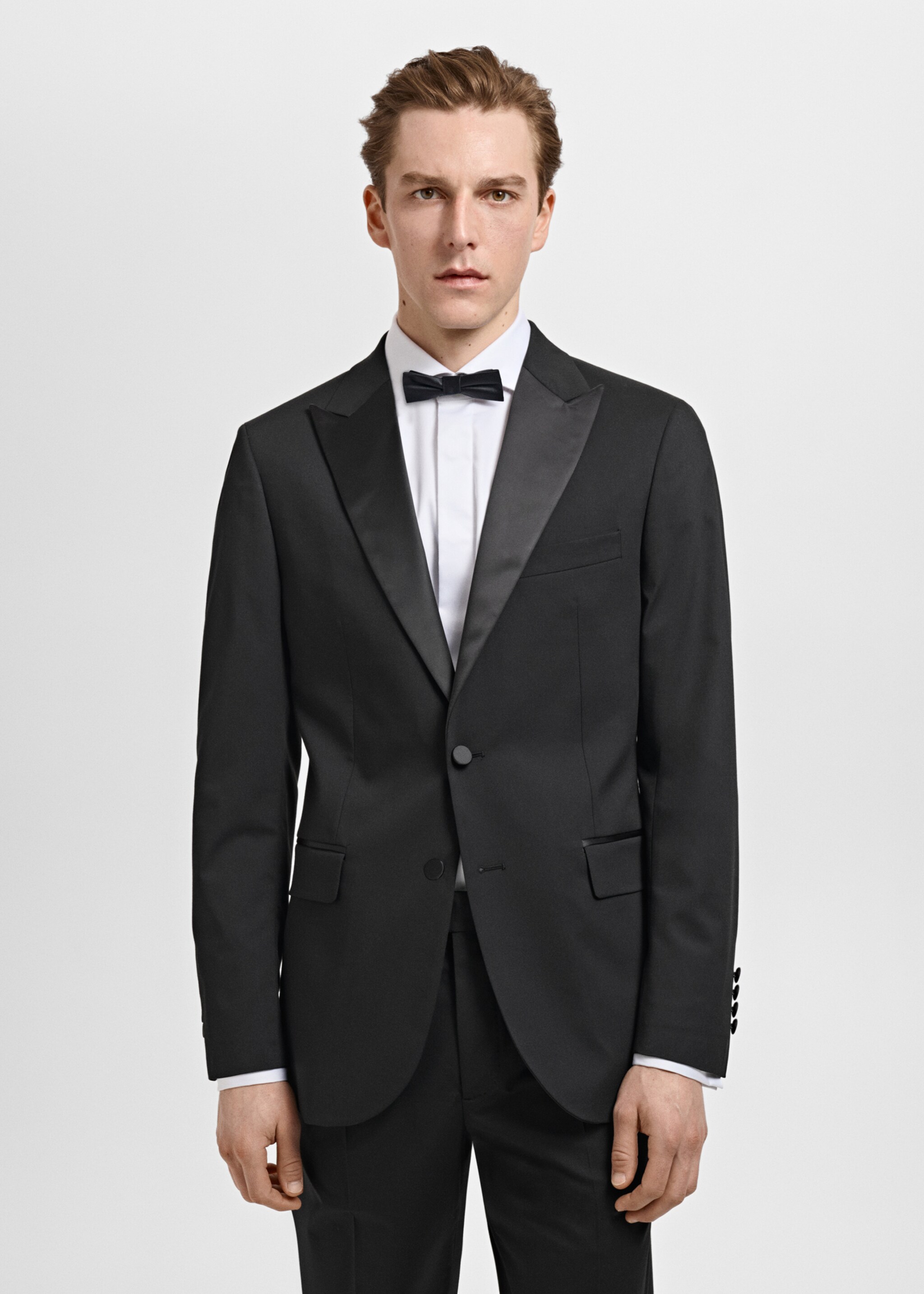 Satin lapels suit blazer - Medium plane, Black. Ref: 87027889-00.