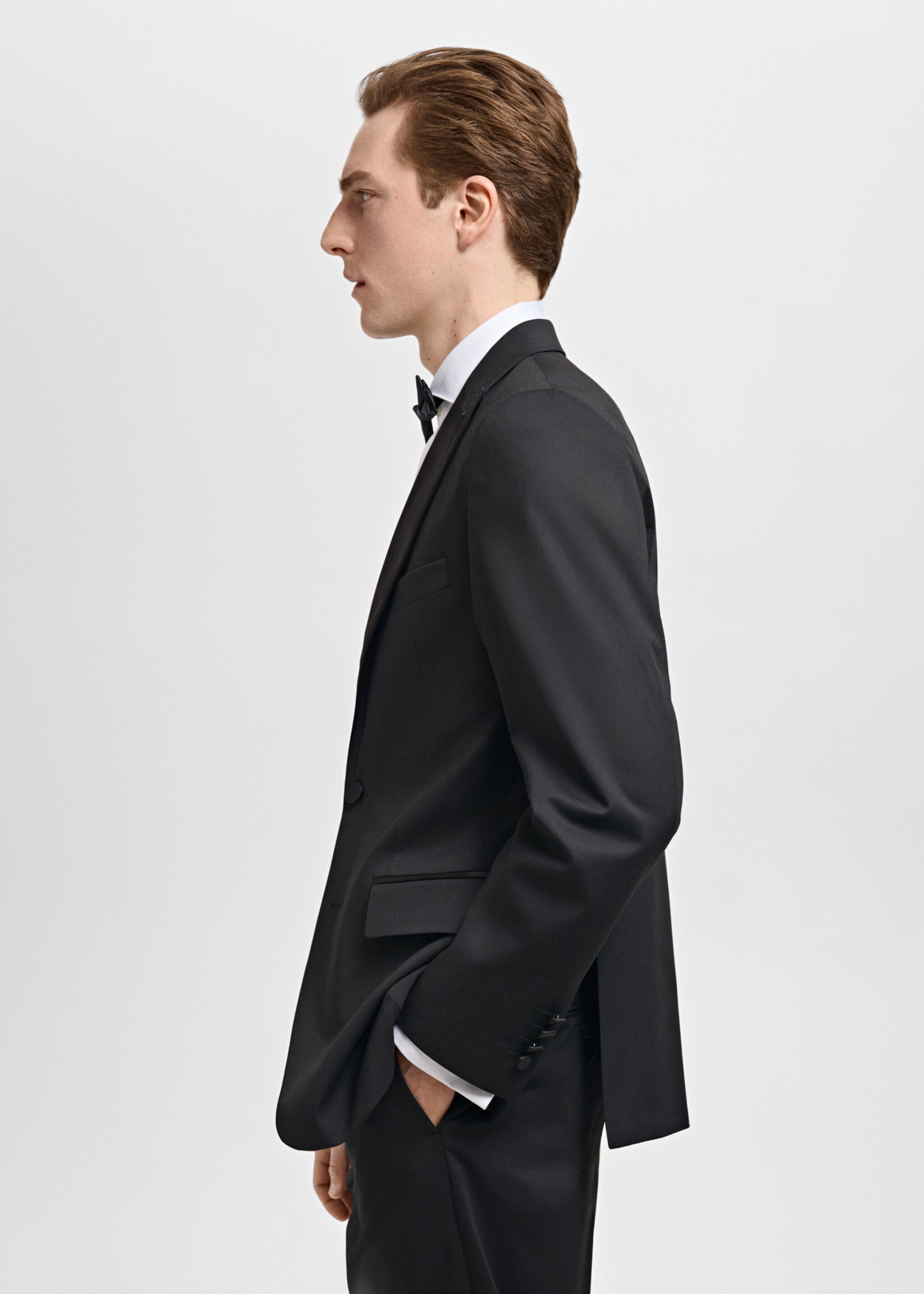 Satin lapels suit blazer - Details of the article 2, Black. Ref: 87027889-00.