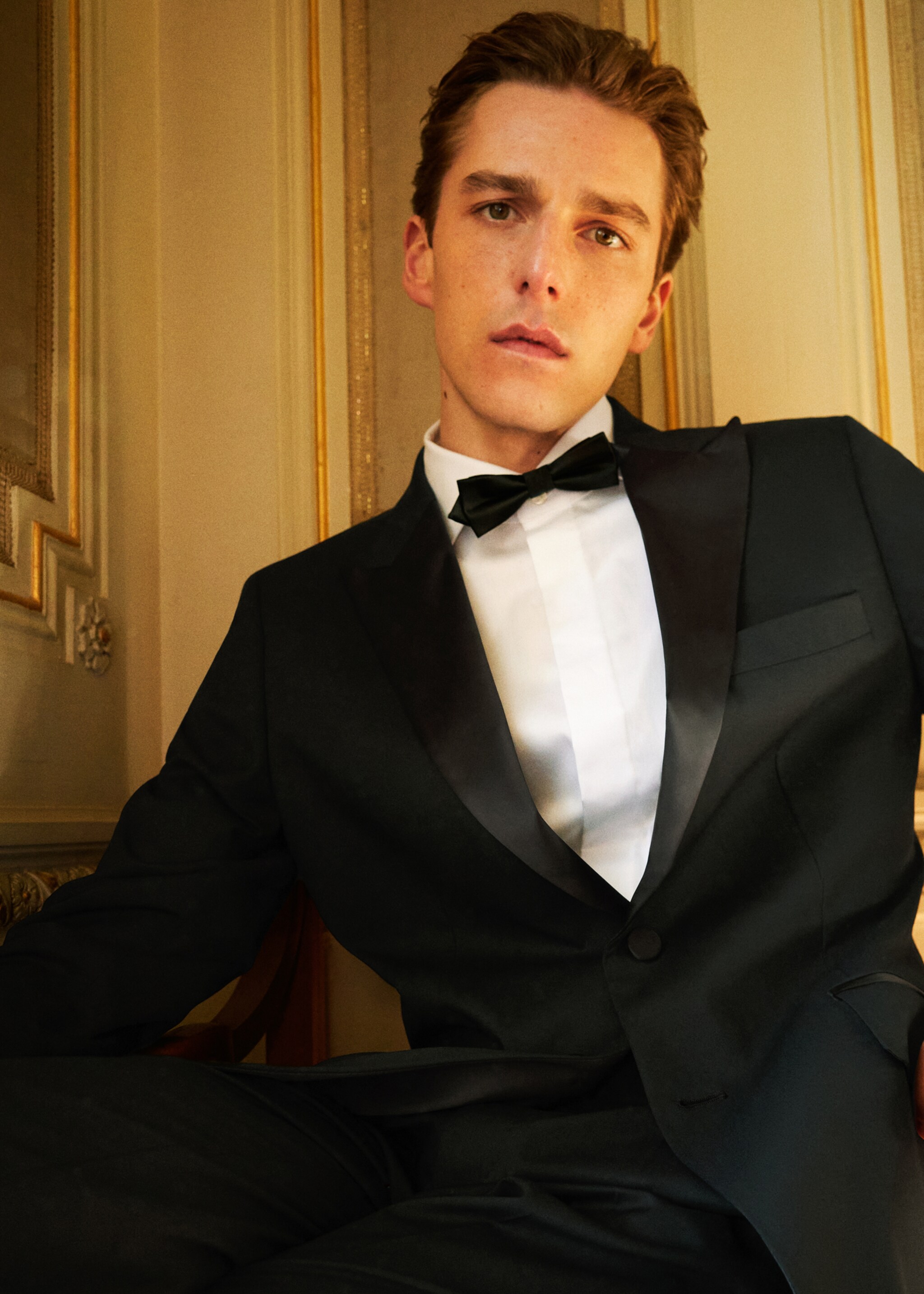 Satin lapels suit blazer - Details of the article 5, Black. Ref: 87027889-00.