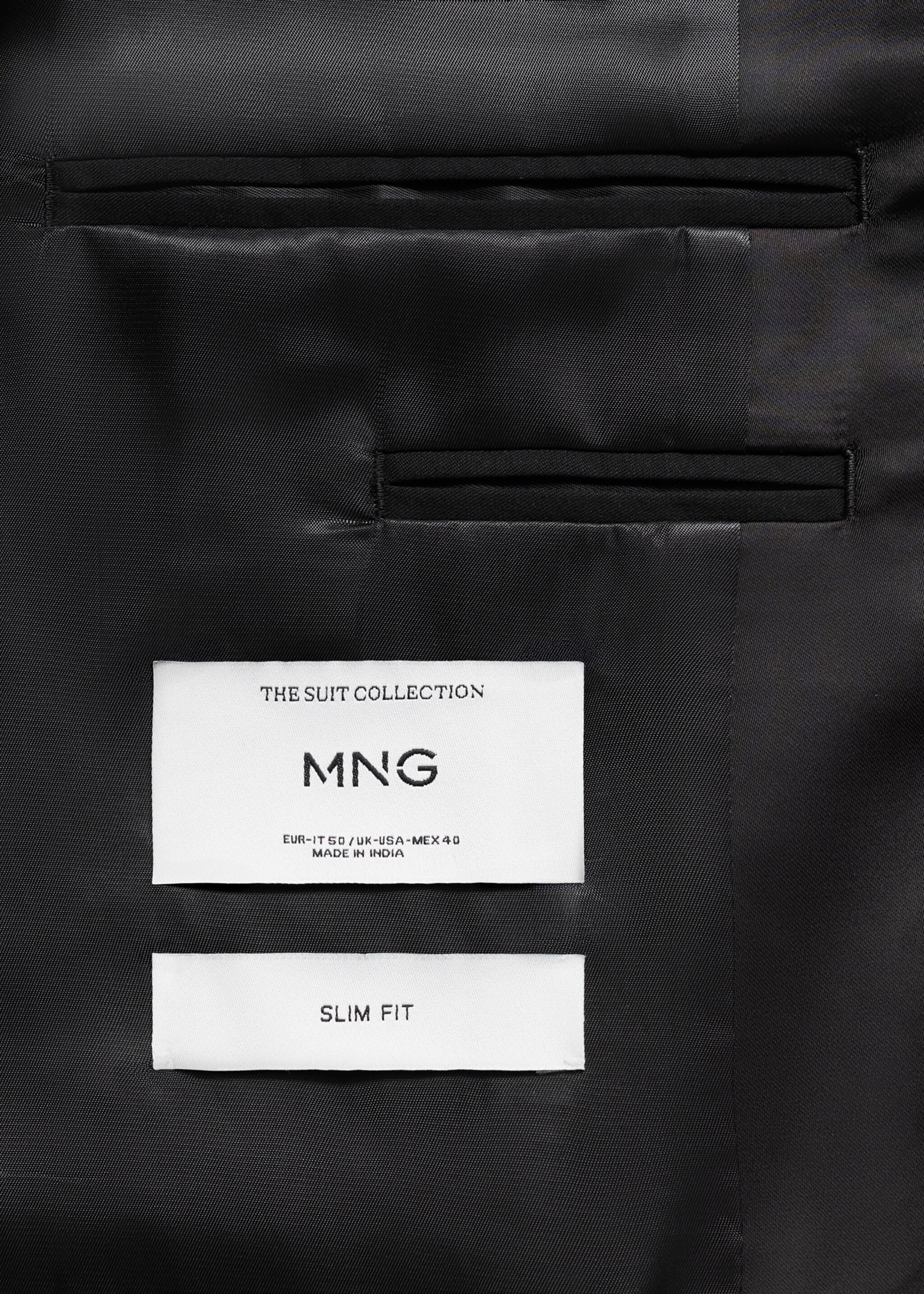 Satin lapels suit blazer - Details of the article 8, Black. Ref: 87027889-00.