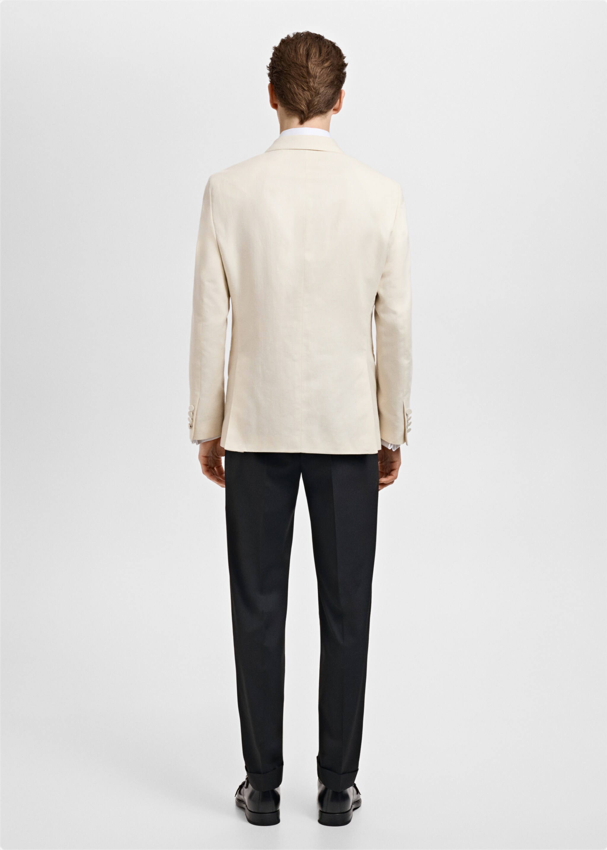 Slim-fit linen suit jacket - Reverse of the article, Ecru. Ref: 87027890-00.