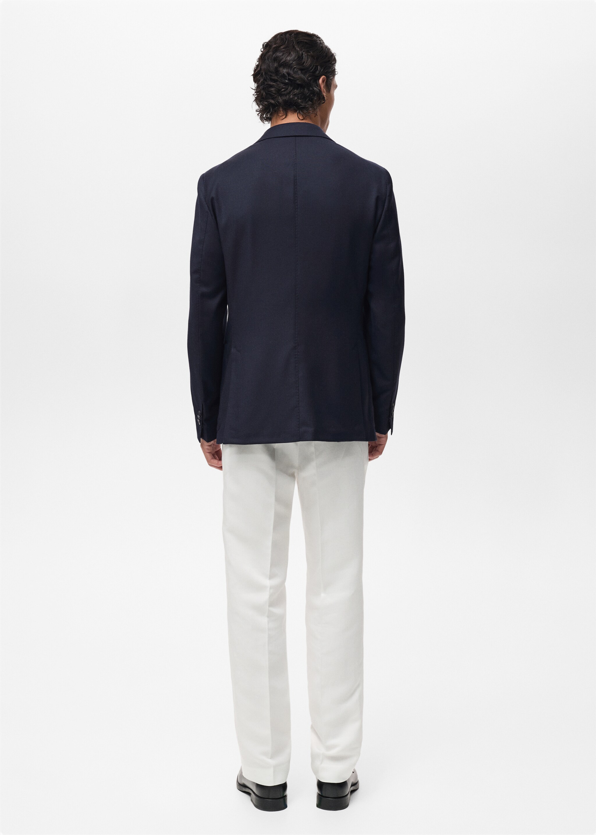 Veste 100 % laine froide slim-fit - Verso de l’article, Bleu marine. Ref: 87027891-00.