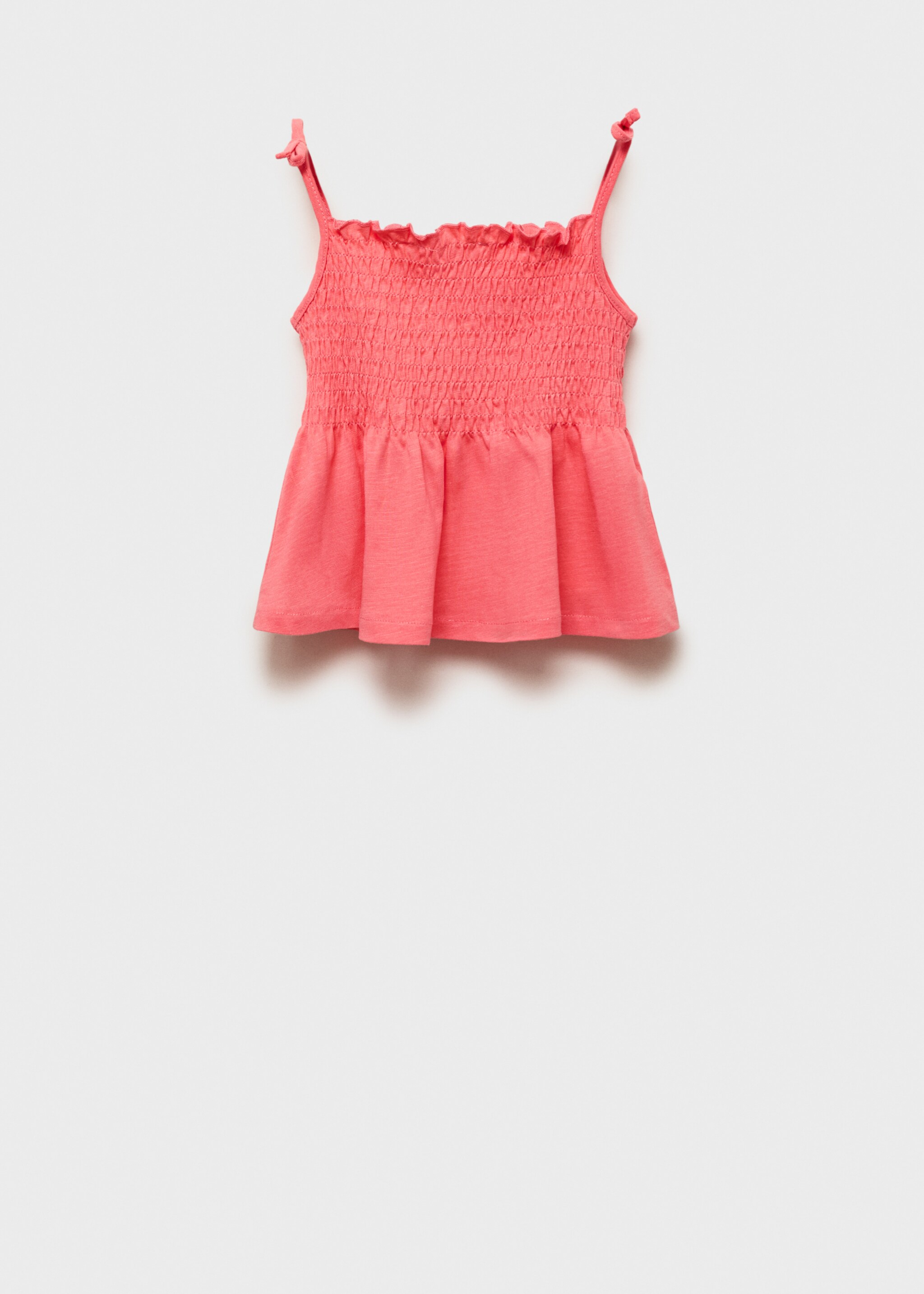 Ruched strapless top - Reverse of the article, Coral Red. Ref: 87027897-00.