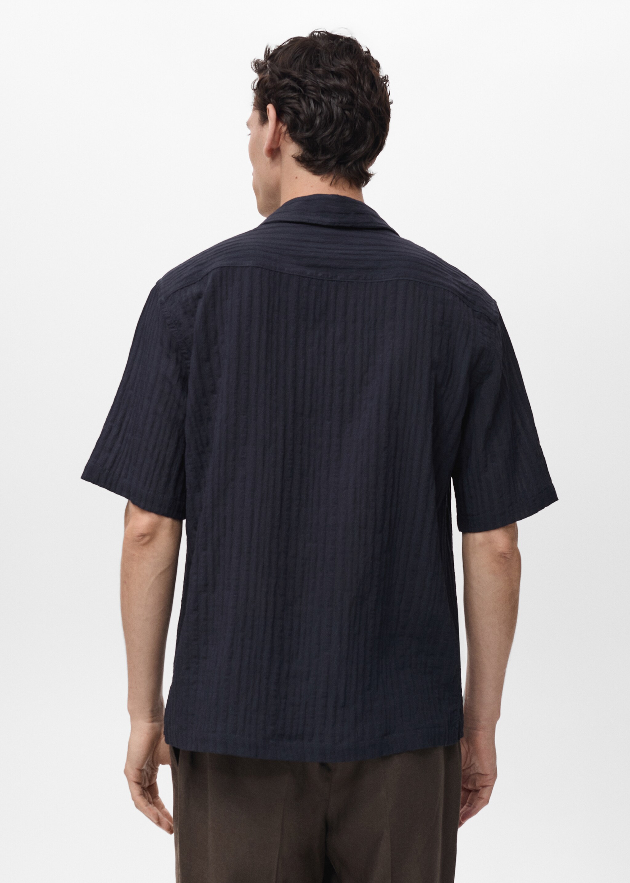 Stripped structure shirt - Reverse of the article, Dark Navy. Ref: 87027906-00.
