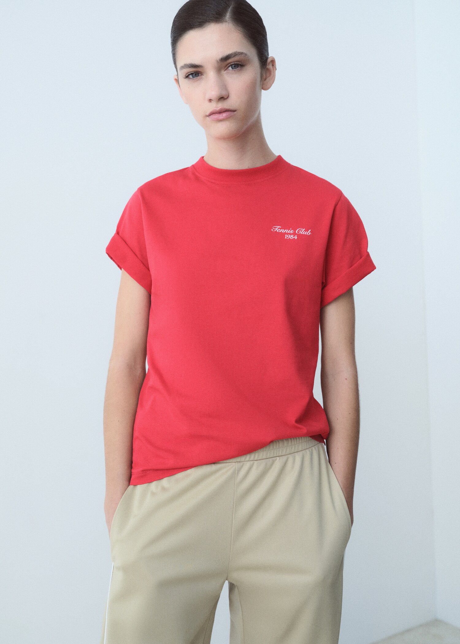 Cotton t-shirt with printed message - Medium plane