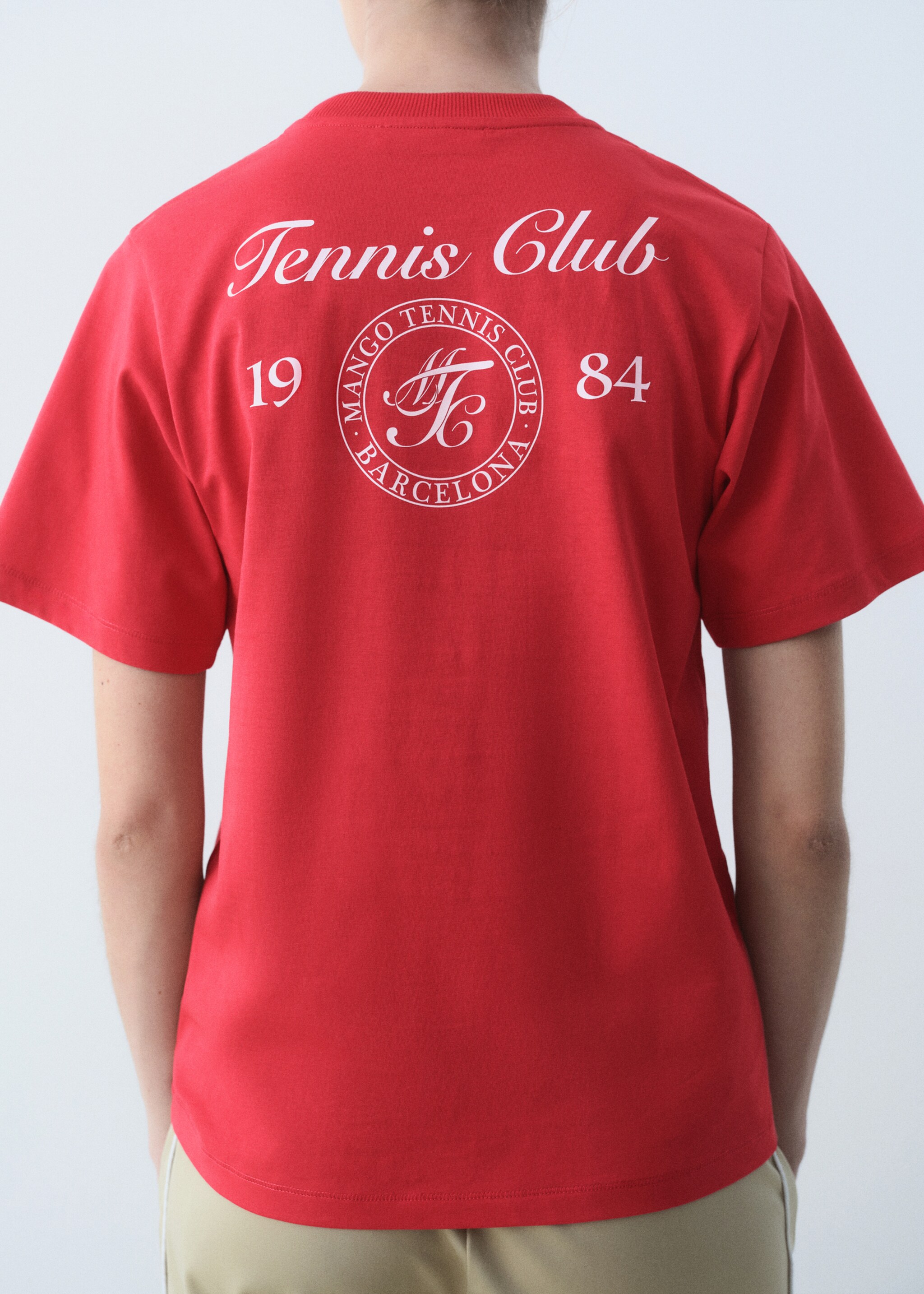 Cotton t-shirt with printed message - Reverse of the article, Red. Ref: 87027908-00.