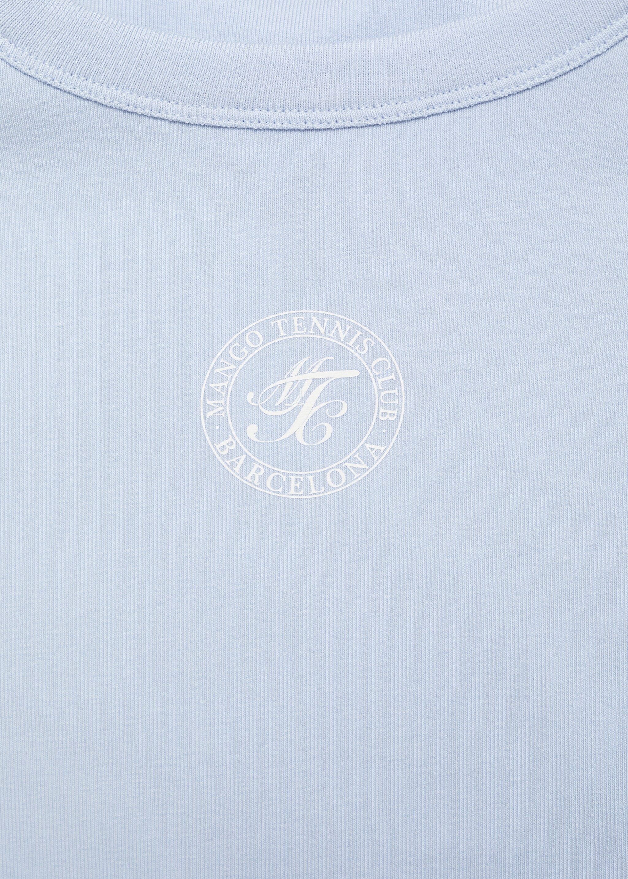 Cotton t-shirt with contrasting sleeves - Details of the article 8, Sky Blue. Ref: 87027909-00.