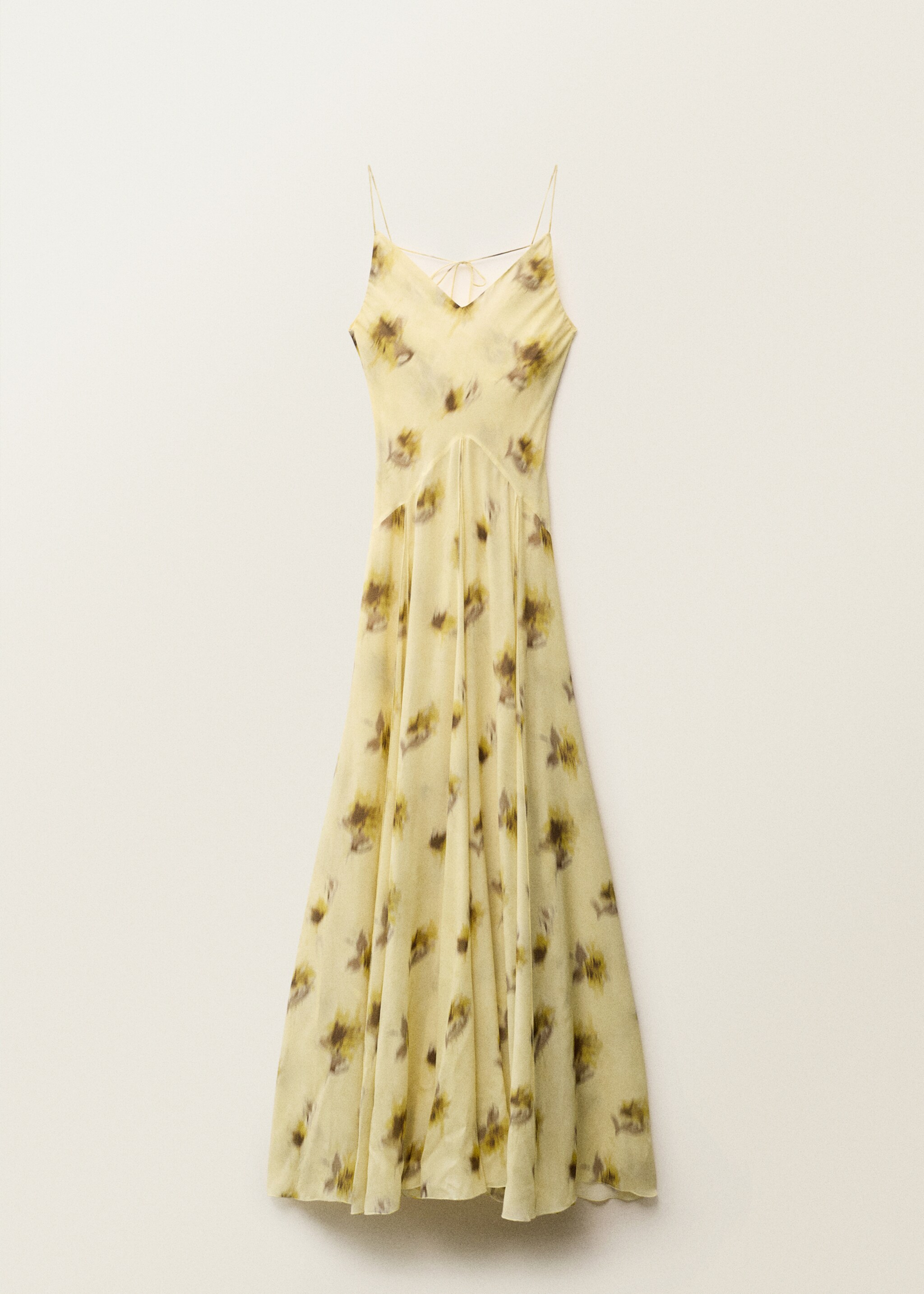 Long floral-print dress - Article without model, Pastel Yellow. Ref: 87028277-00.
