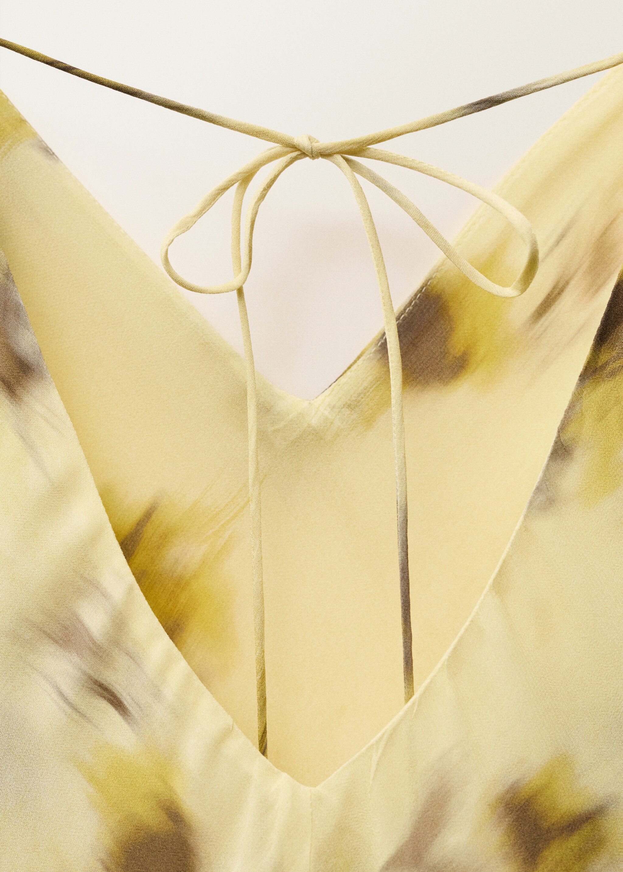 Long floral-print dress - Details of the article 8, Pastel Yellow. Ref: 87028277-00.