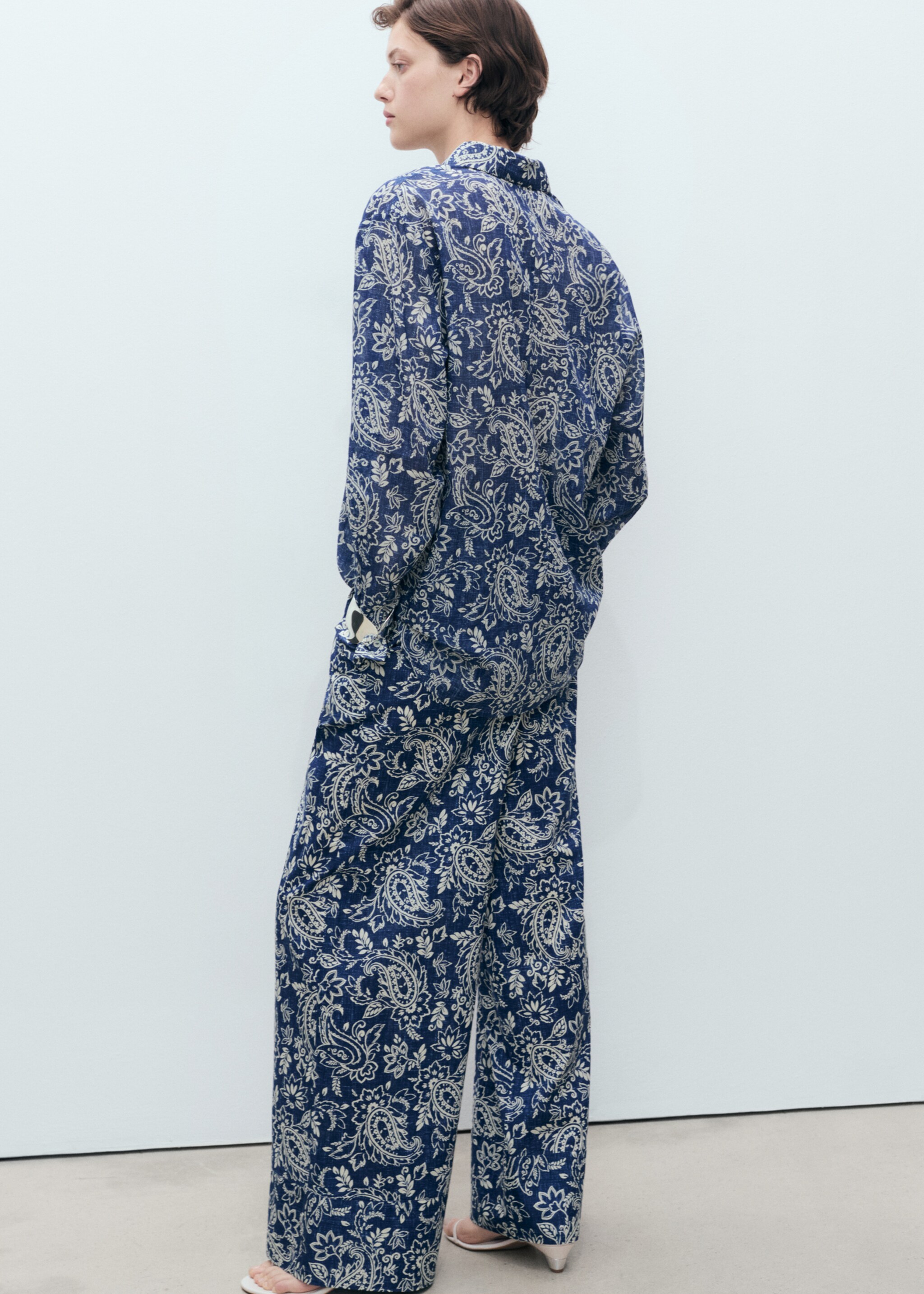 Pantalon imprimé coton - Verso de l’article, Bleu. Ref: 87028645-00.