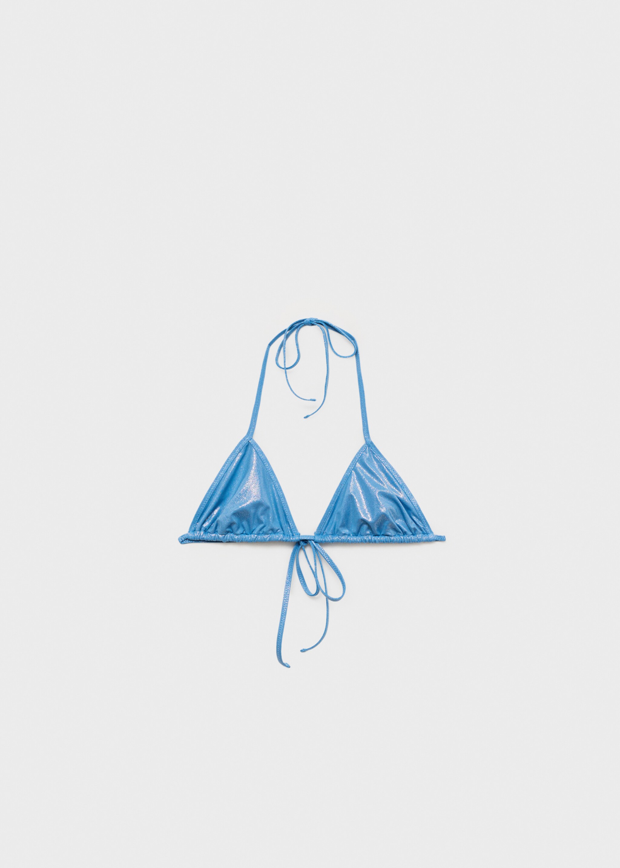 Triangle bikini top with shiny finish - Article without model, Sky Blue. Ref: 87029209-00.