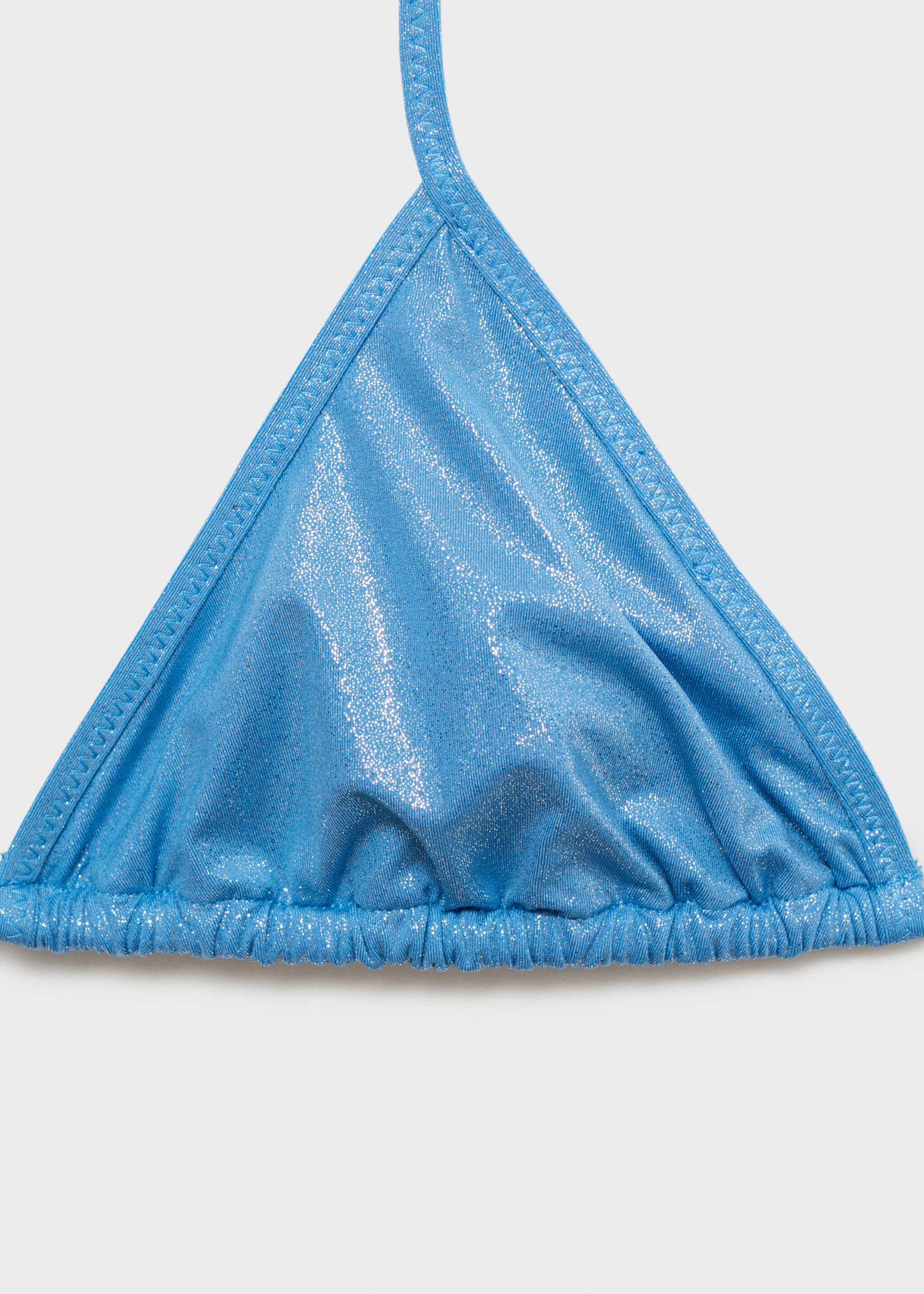 Triangle bikini top with shiny finish - Details of the article 8, Sky Blue. Ref: 87029209-00.