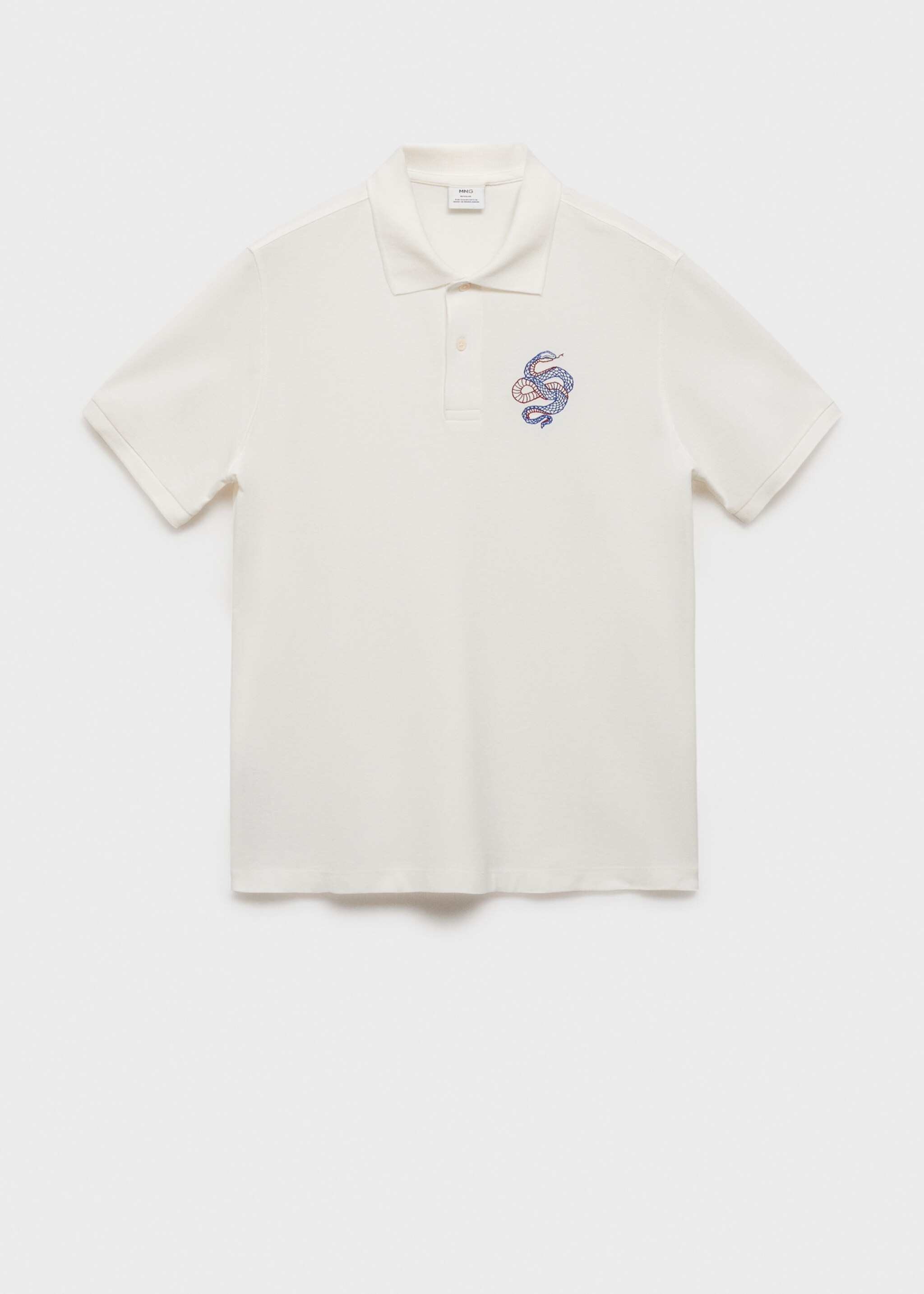 100% cotton polo shirt with embroidered graphic on the chest - Article without model, White. Ref: 87030251-00.