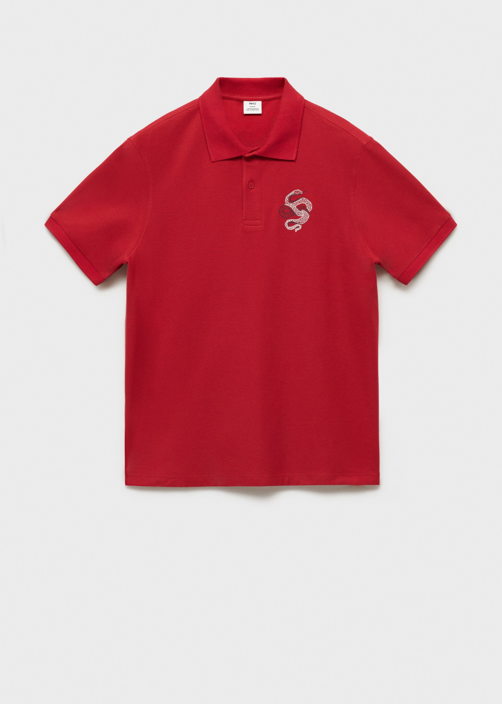 100% cotton polo shirt with embroidered graphic on the chest - Article without model, Red. Ref: 87030251-00.