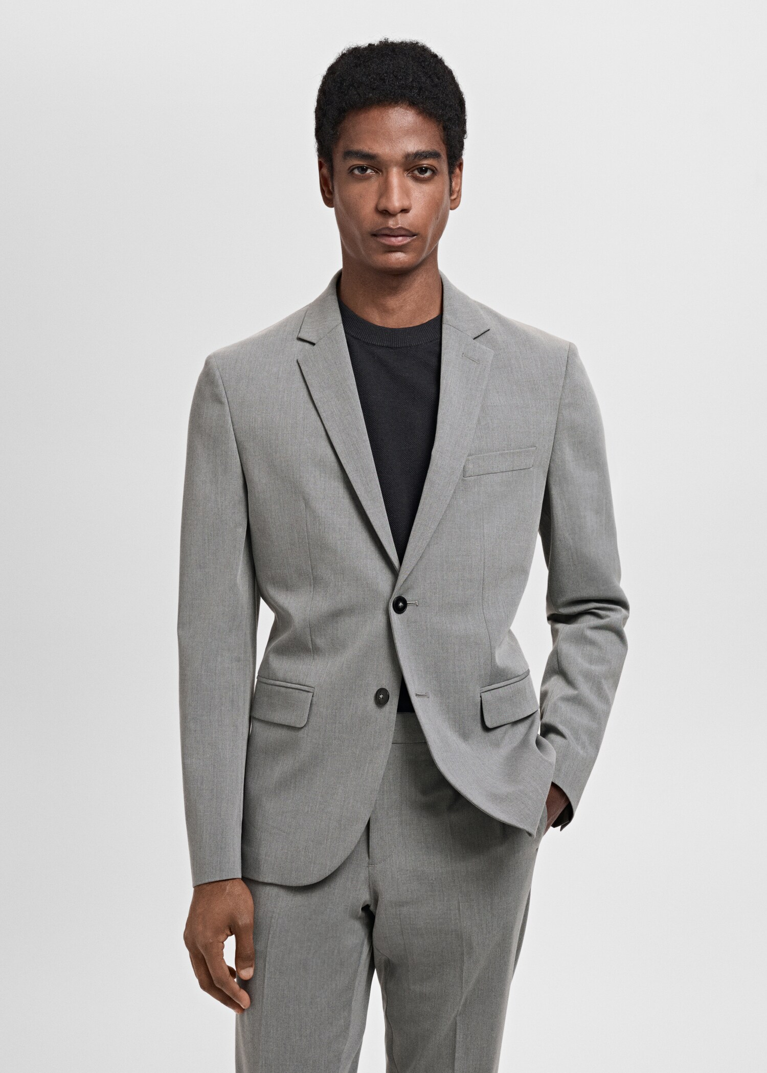 Super slim-fit suit jacket in stretch fabric - Medium plane