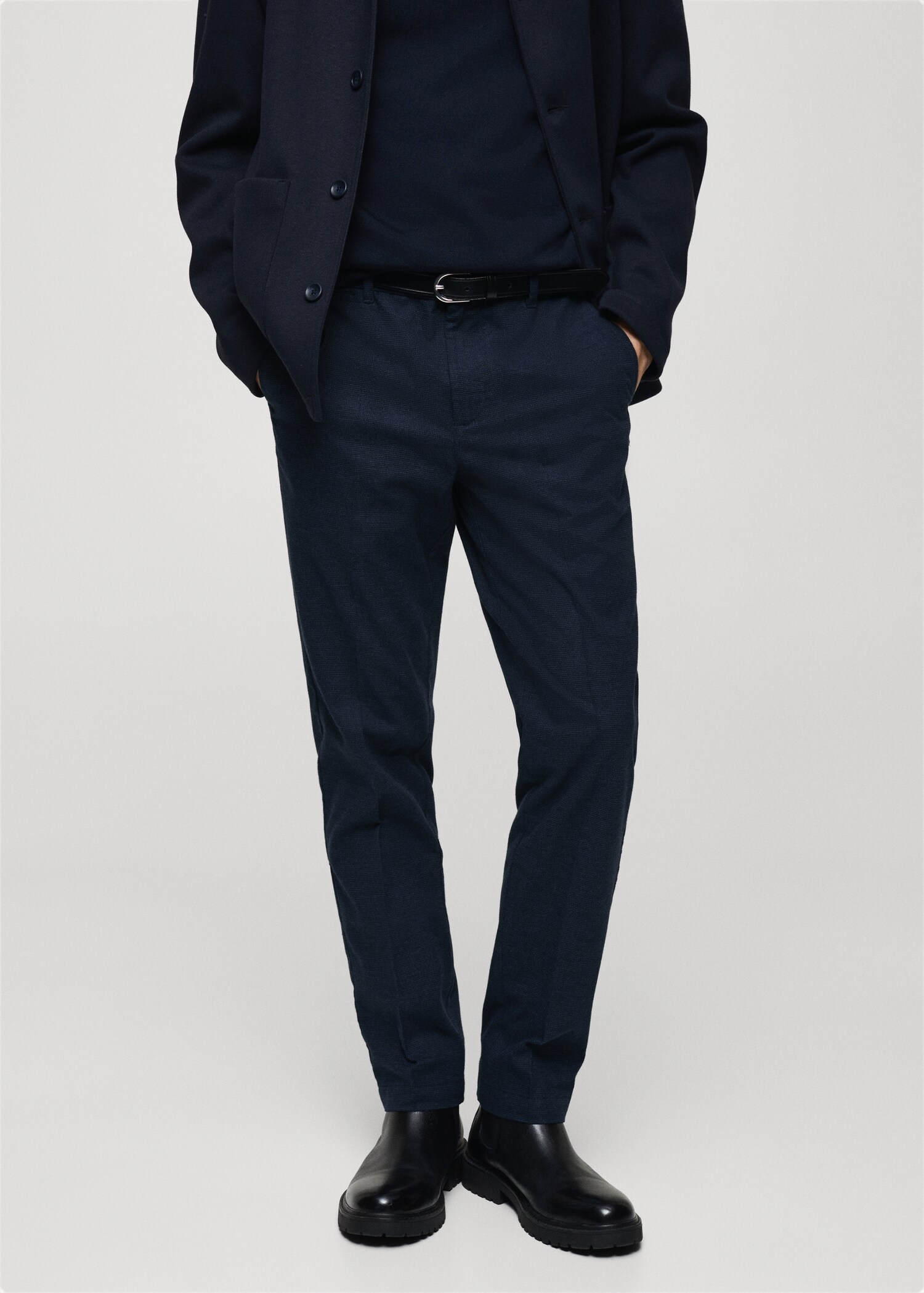 Flanellhose mit Mikro-Fischgrätmuster - Mittlere Ansicht