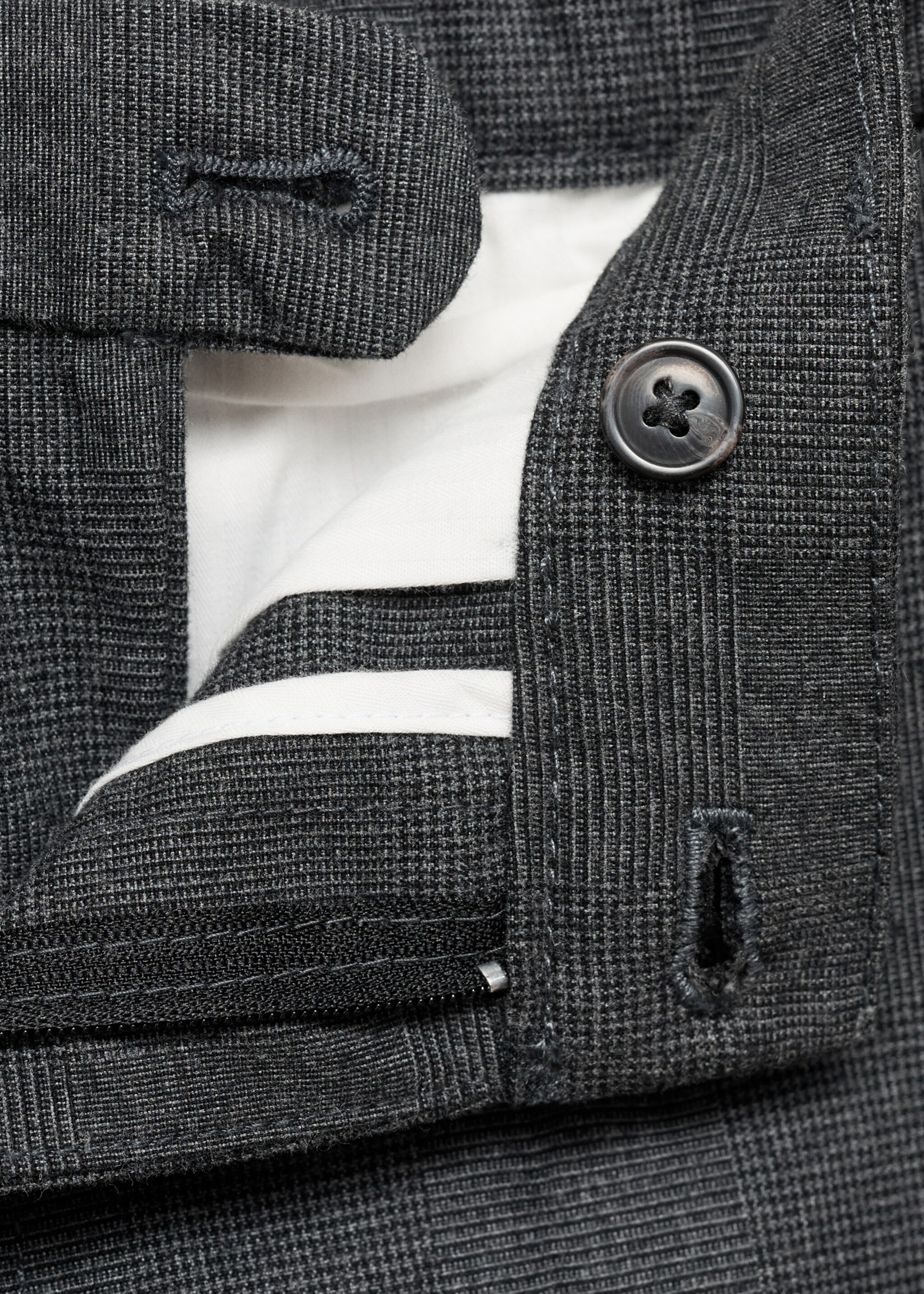 Flanellhose mit Prince-of-Wales-Check - Detail des Artikels 8, Grau. Ref: 87030255-00.