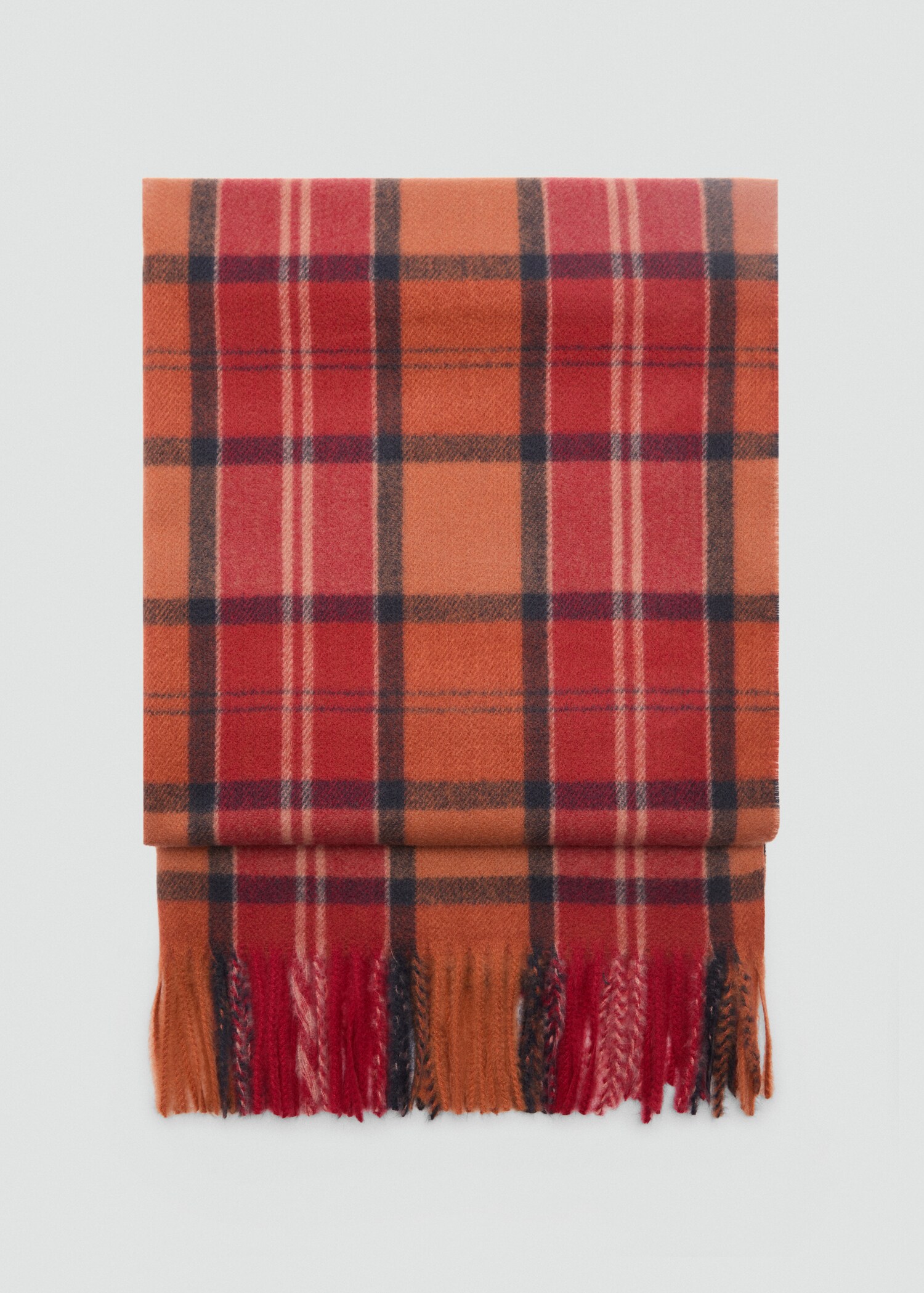 Check scarf with fringed ends - Article without model