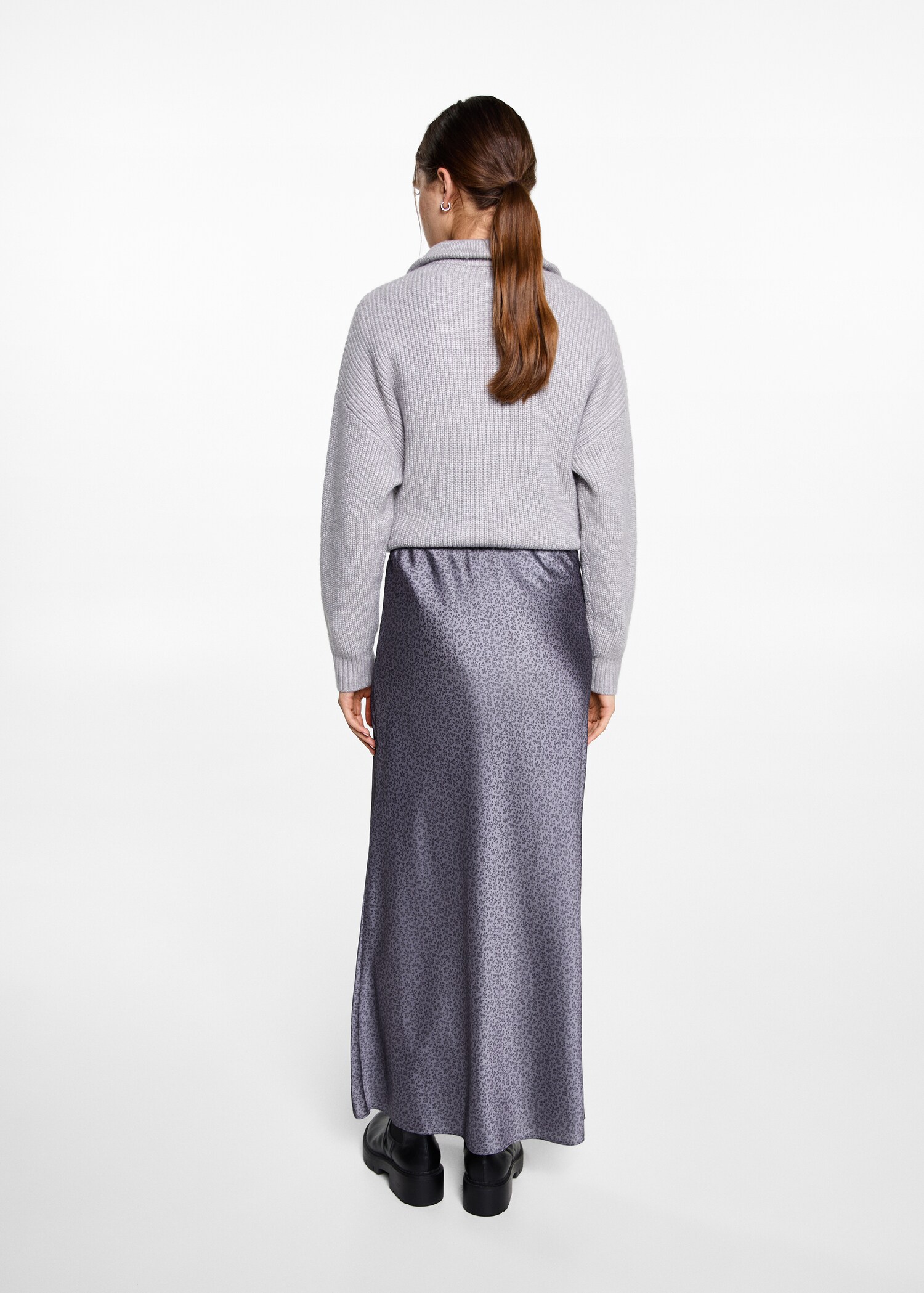 Printed satin skirt - Reverse of the article