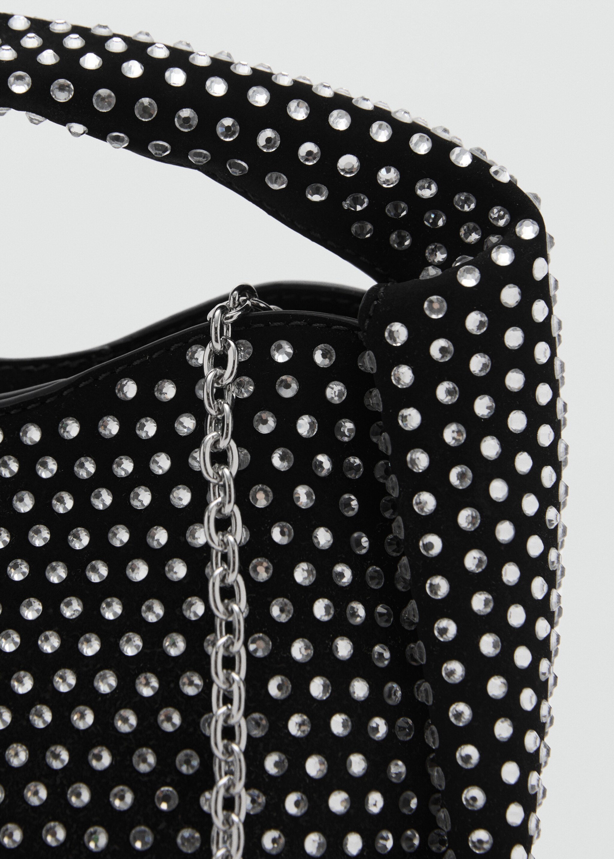 Mini rhinestone chain bag - Details of the article 2, Black. Ref: 87030282-00.
