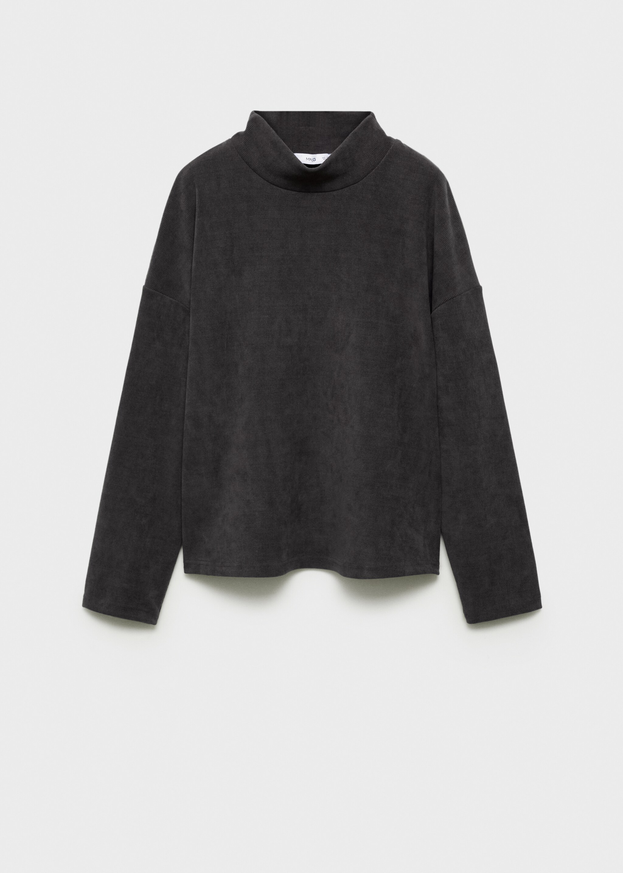 Corduroy sweatshirt with perkins neck - Article without model, Dark Heather Grey. Ref: 87030351-00.