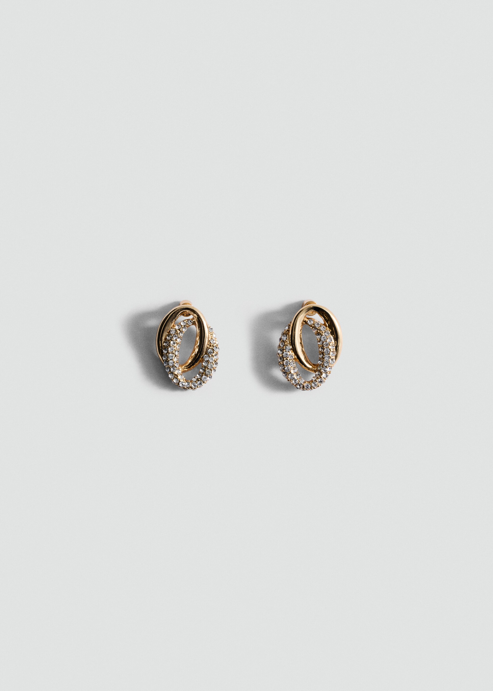 Linked hoop earrings with crystals - Article without model, Gold. Ref: 87030369-00.