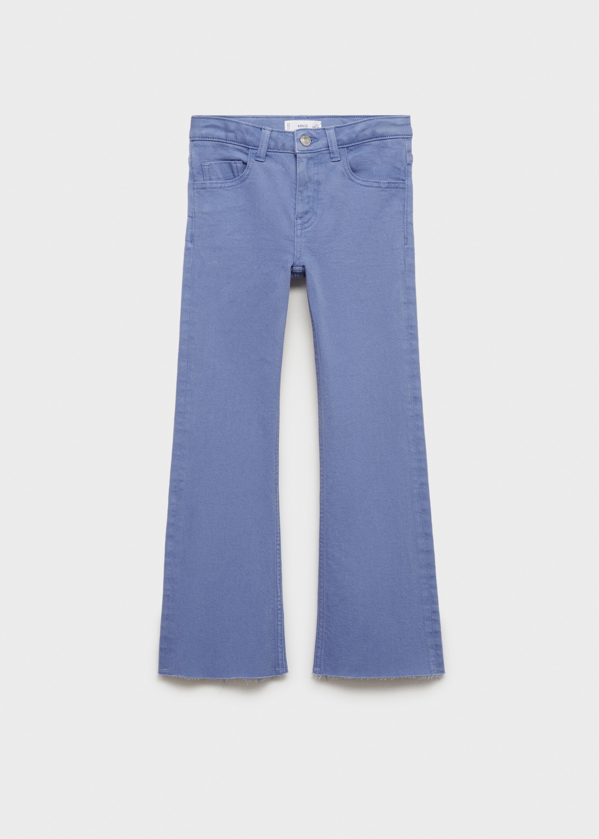 Utsvängda jeans med fransad fåll - Artikel utan modell, Bläckblå. Ref: 87030425-00.