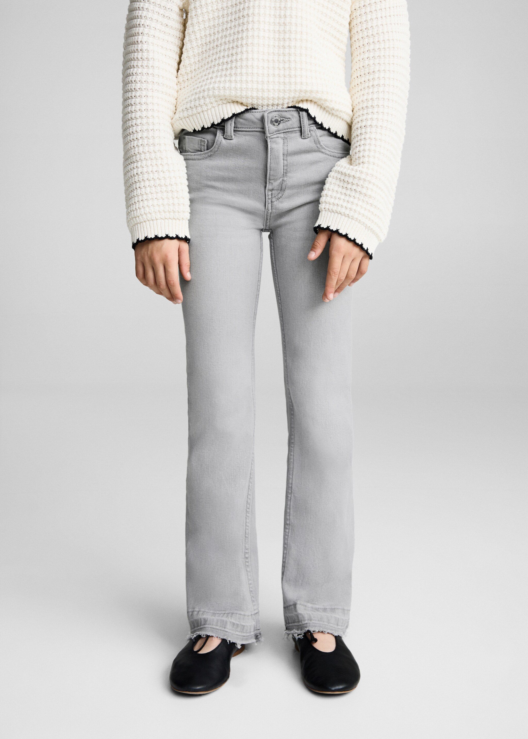 Frayed low-rise skinny jeans - Medium plane, Denim Grey. Ref: 87030425-00.