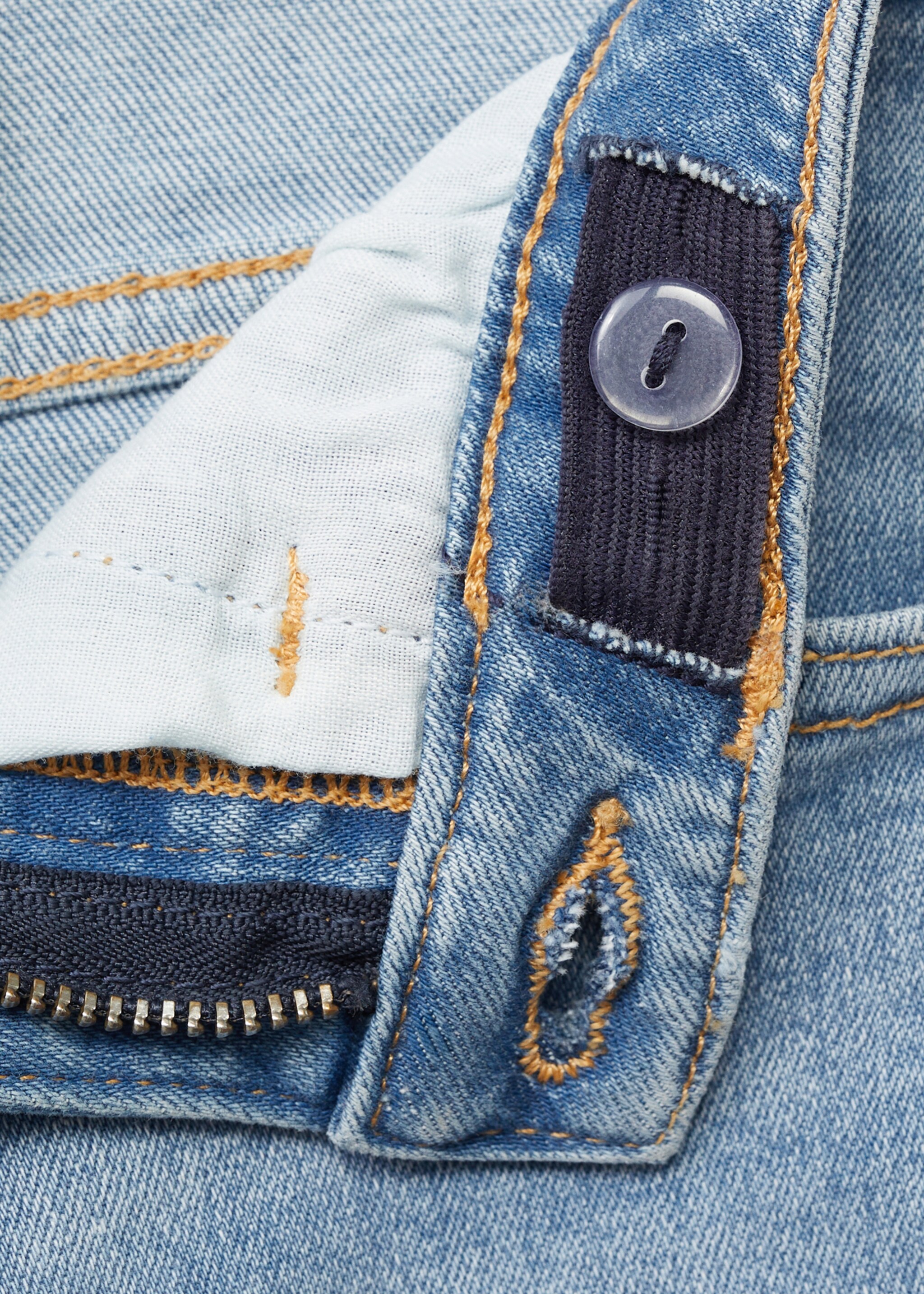 Frayed low-rise skinny jeans - Details of the article 8, Medium Blue. Ref: 87030425-00.