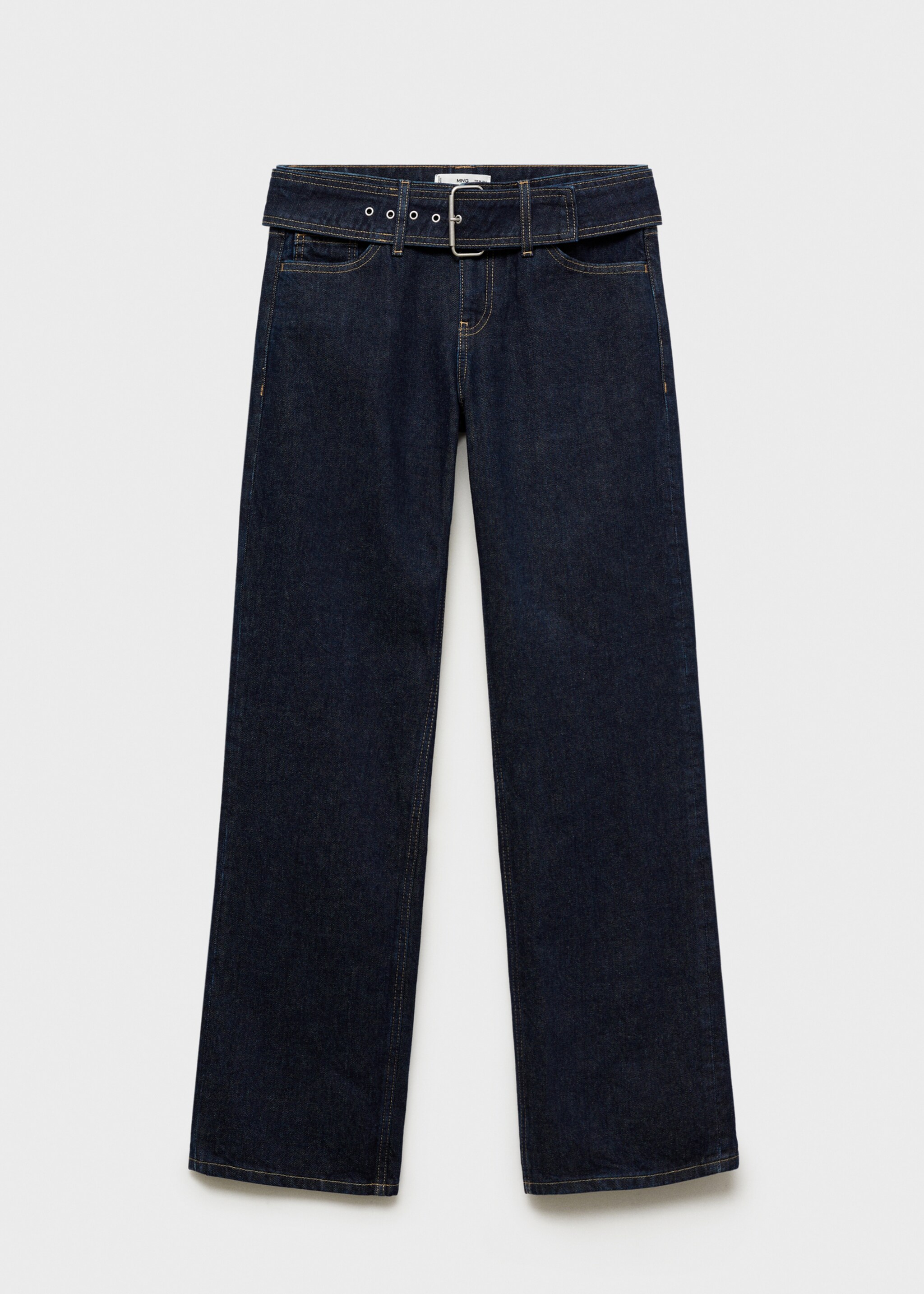 Low-rise straight jeans with belt - Article without model, Open Blue. Ref: 87030427-00.