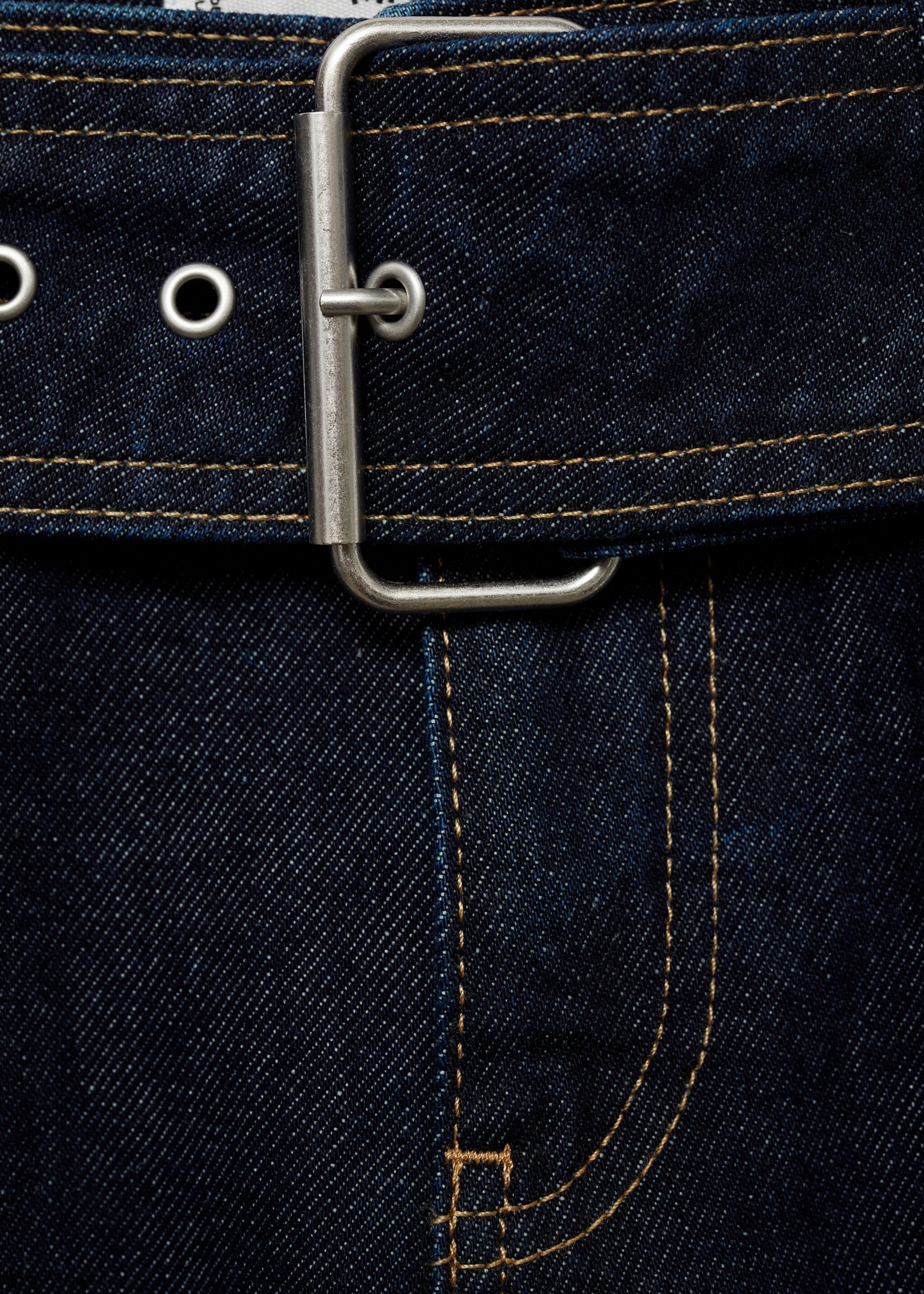 Low-rise straight jeans with belt - Details of the article 0, Open Blue. Ref: 87030427-00.
